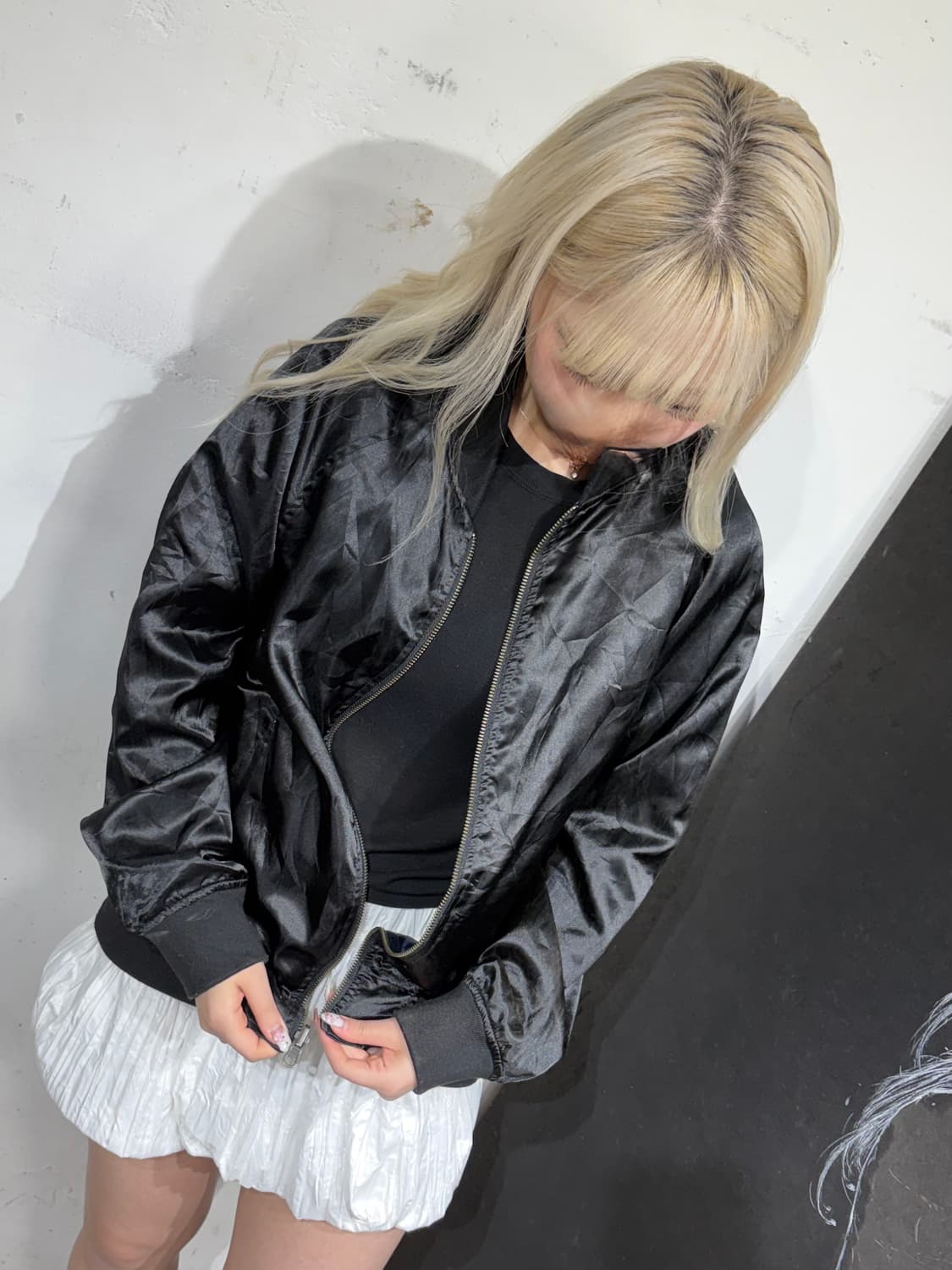 Jpn 일본 빈티지 리버시블 양면 스카잔 사틴 스카쟌 M 상품이미지4