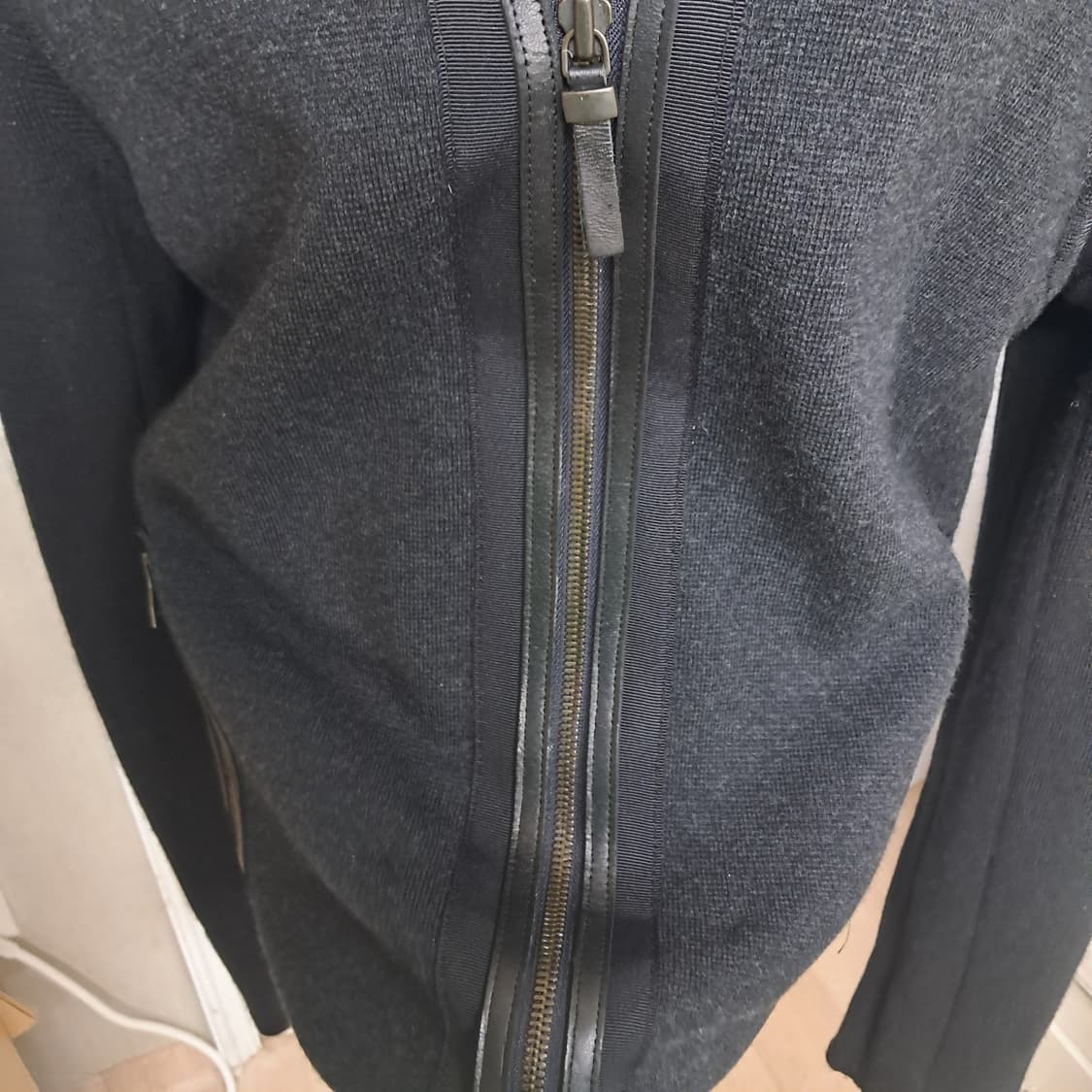 시스템옴므 남성 모 가죽트리밍 집업 자켓 가디건 95 상품이미지7