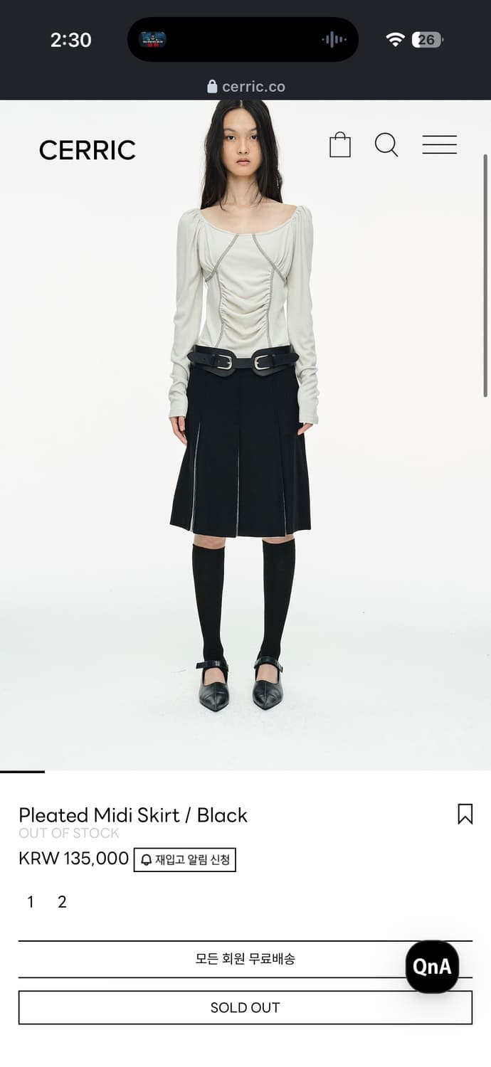 Cerric Pleated Midi Skirt / Black 상품이미지1