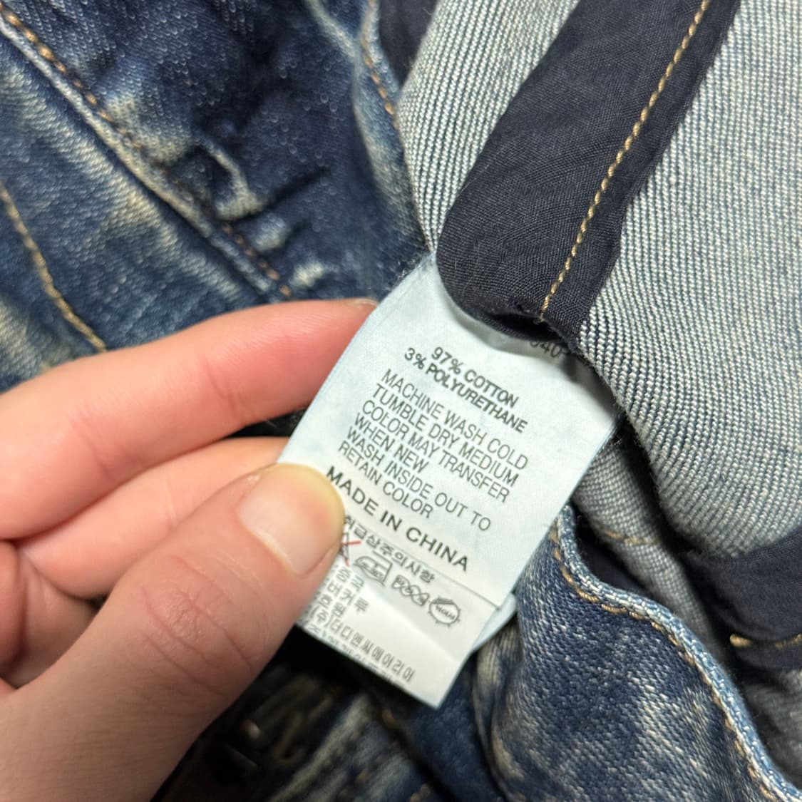 버커루 워싱 진청 크롭 바이커 데님 자켓 상품이미지8