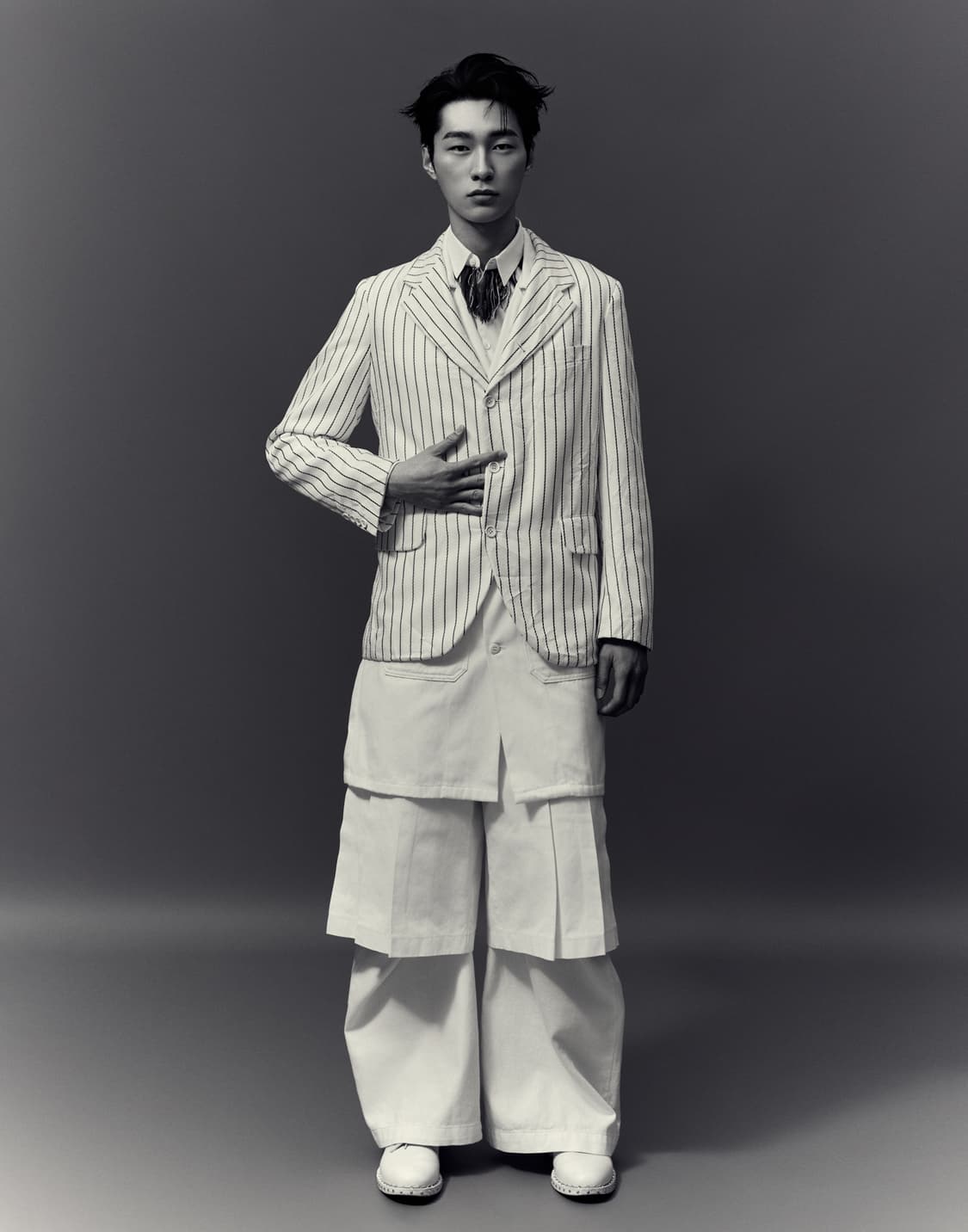 꼼데가르송 셔츠 라인 넥 프린지 셔츠 M  상품이미지3