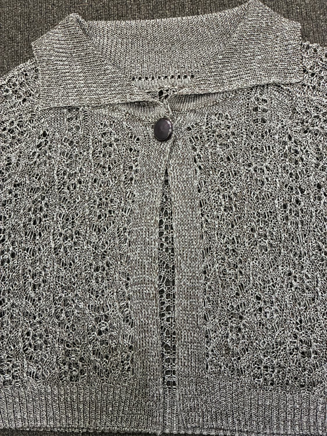 OS)Japanese vintage 여성 펀칭 발팔 니트 가디건 상품이미지3