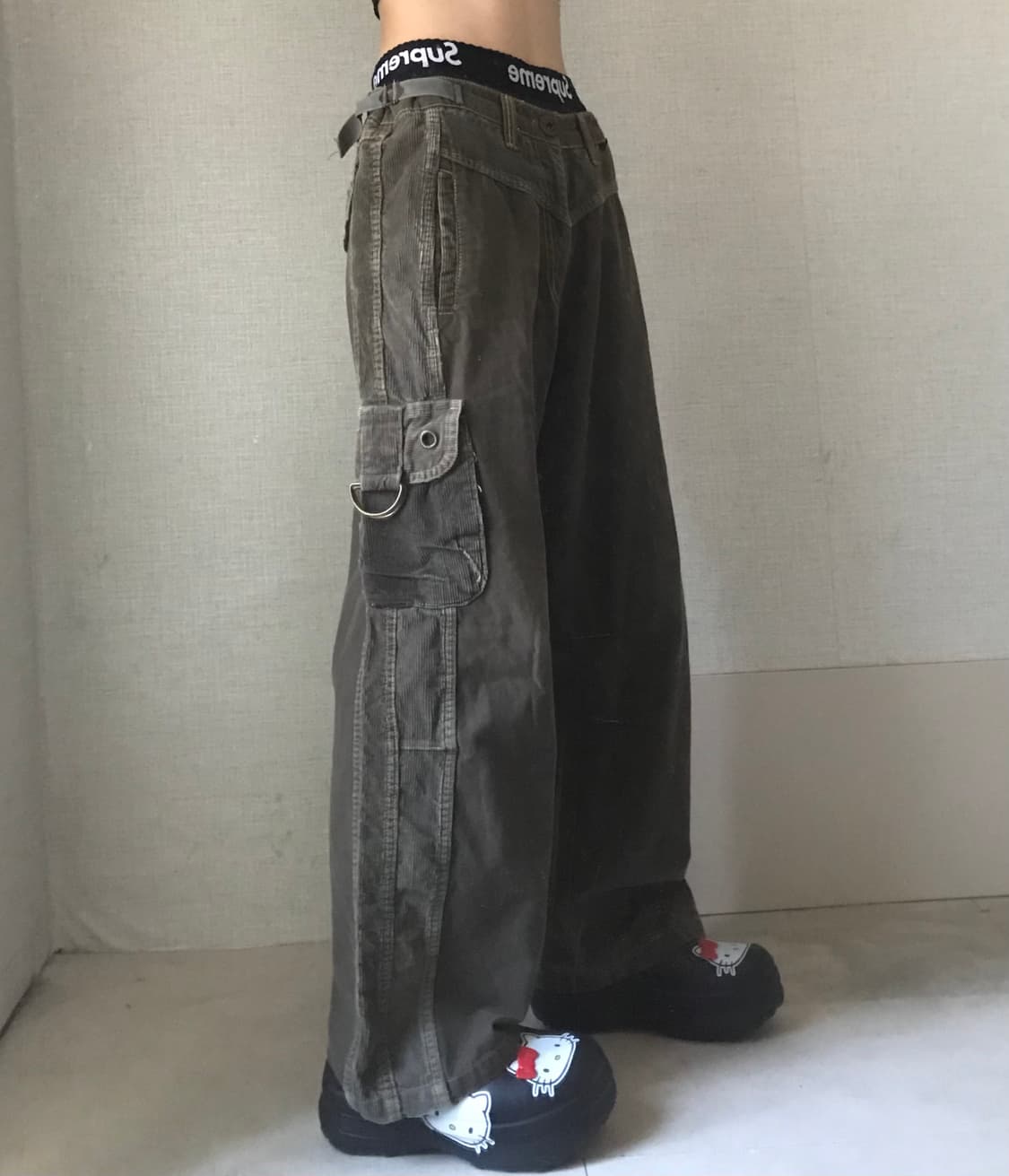 카키브라운 코듀로이 디테일 카고팬츠 상품이미지1