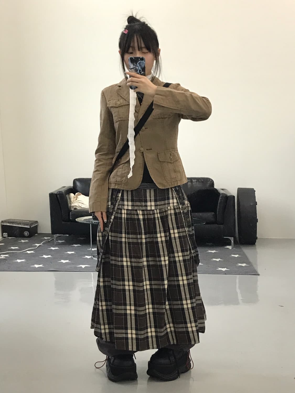 Jpn Brown Checked Long Skirts 상품이미지3