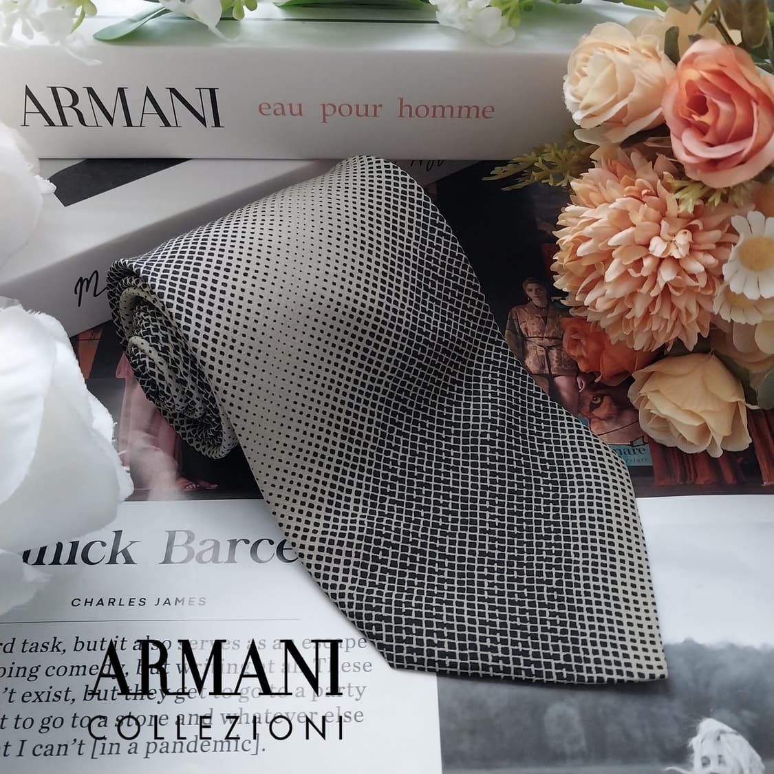 아르마니 꼴레지오니 실크 기하 패턴 넥타이 9.7cm A+등급 K1801 상품이미지2