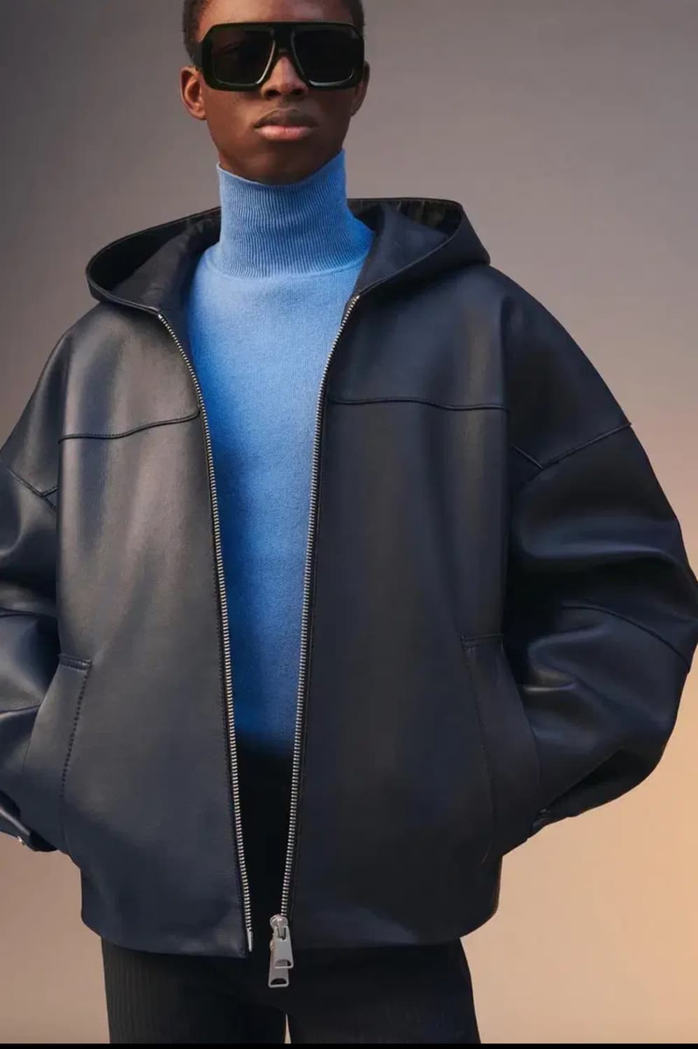 자라 후드 레더 점퍼 가죽 자켓 LIMITED EDITION L-XL 상품이미지5