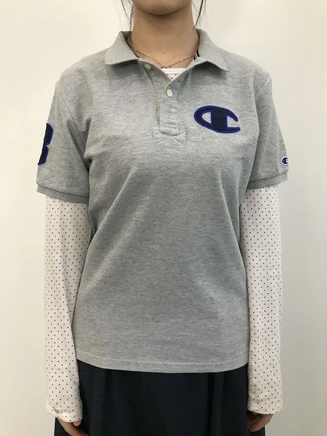 Champion Grey Polo Shirt Big Logo 상품이미지2