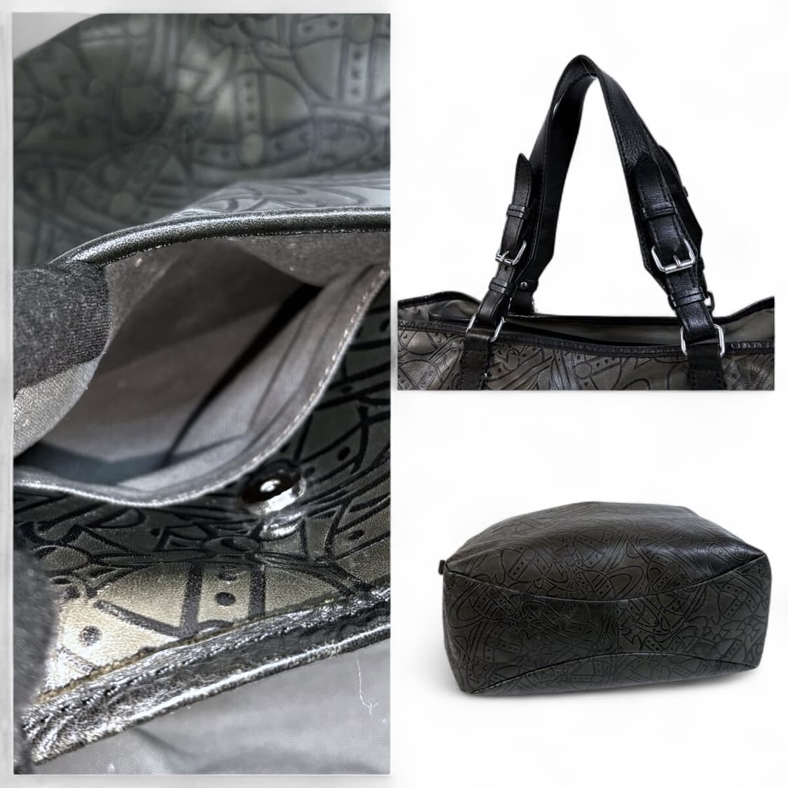 비비안 웨스트우드 로고 패턴 가죽 버클 토트백 상품이미지8