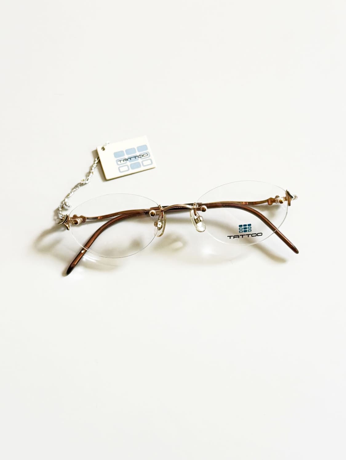 TATTOO 골드 오벌 무테 메탈 프레임 빈티지 안경 상품이미지1