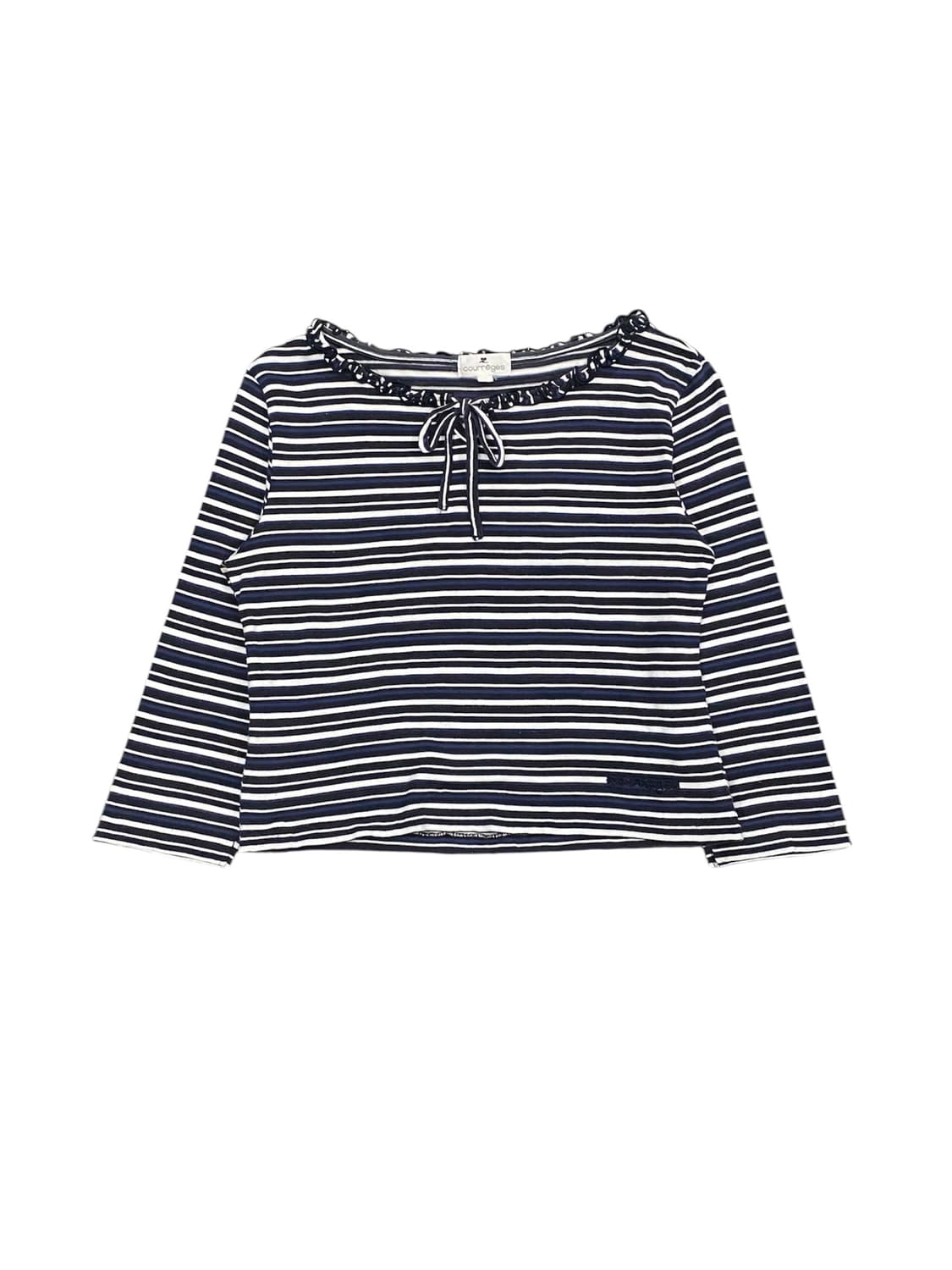 Courreges 프릴리본 디테일 스트라이프 7부 슬리브 상품이미지1