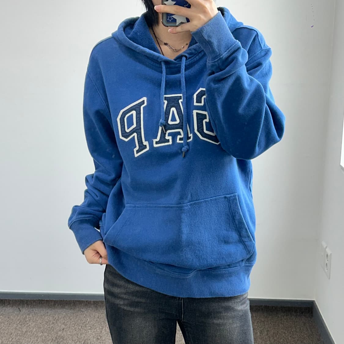 Gap 갭 네이비 로고 블루 후드티 상품이미지1