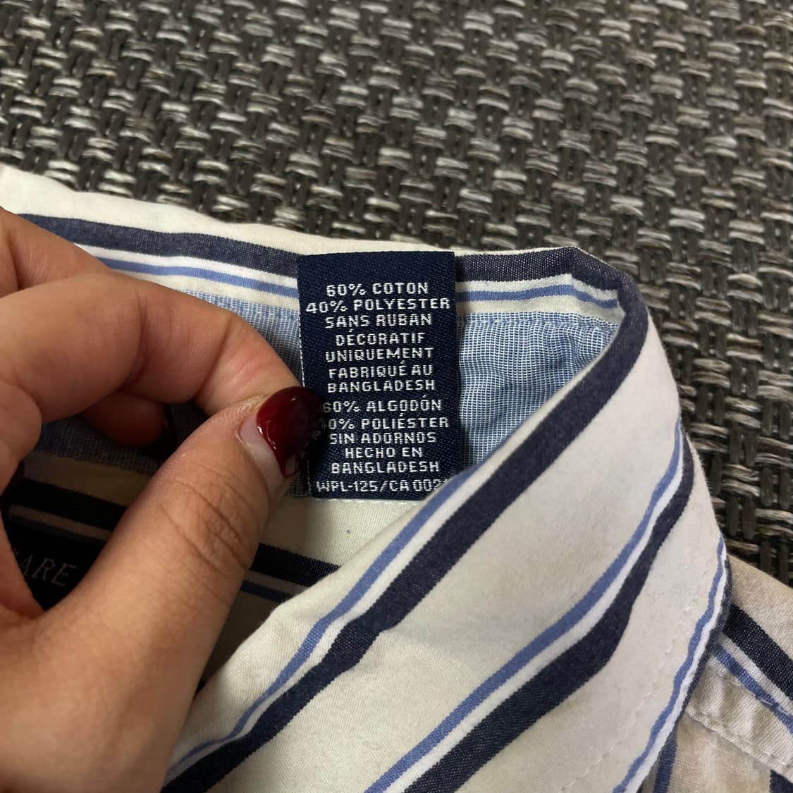 챕스 블루 화이트 스트라이프 원포켓 긴팔 셔츠 2XL 상품이미지5