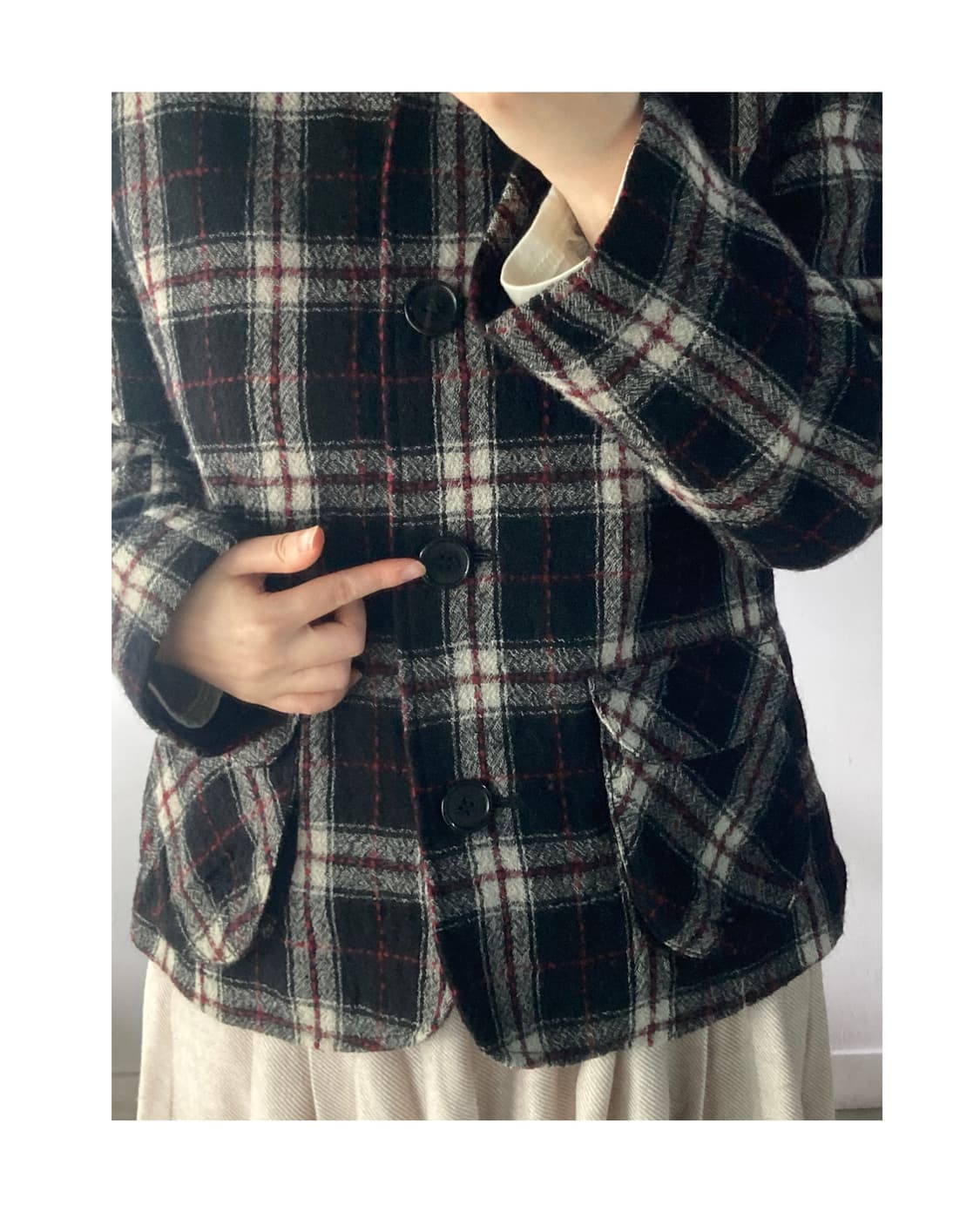 체크 울100 자켓 상품이미지2