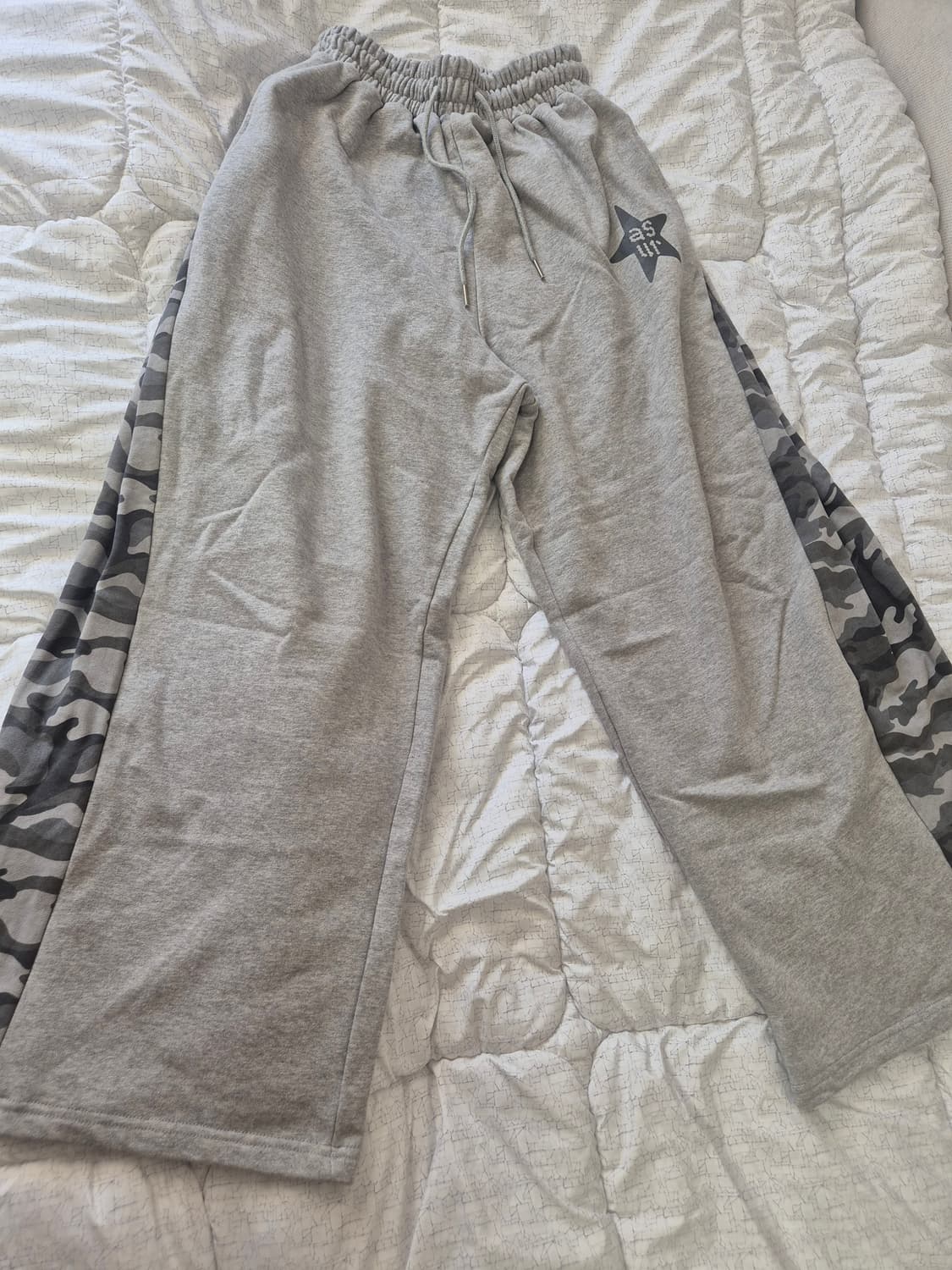 ASUR 스타 패치 배색 스윗 팬츠 멜란지 상품이미지8