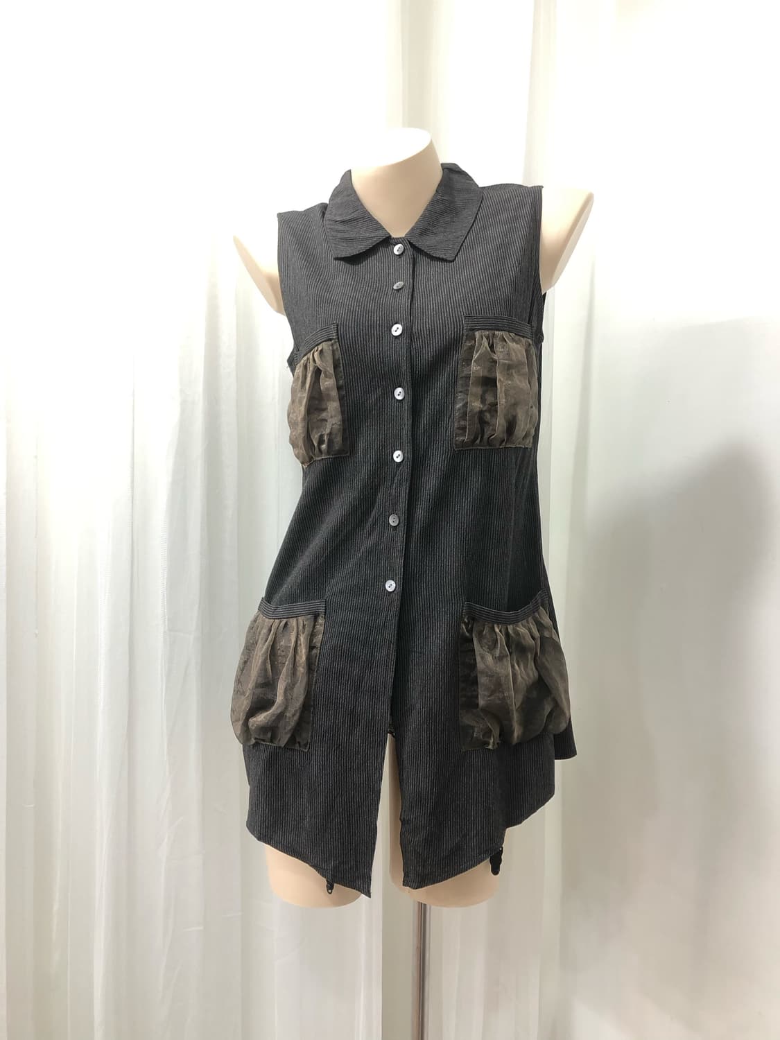 charcoal four big pocket collar vest 상품이미지2