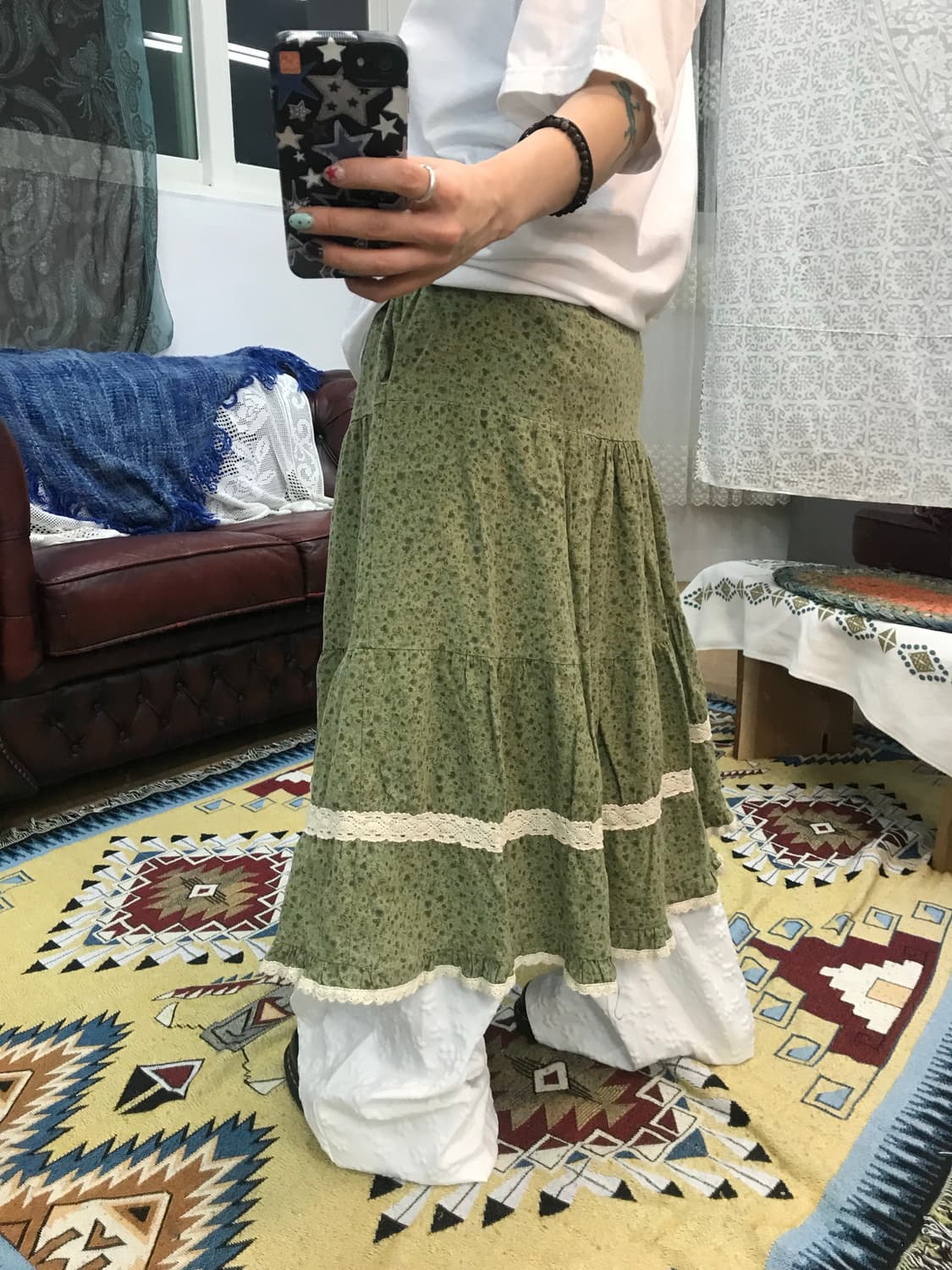 빈티지 여성 플라워패턴 레이스 밴딩 스커트  상품이미지2