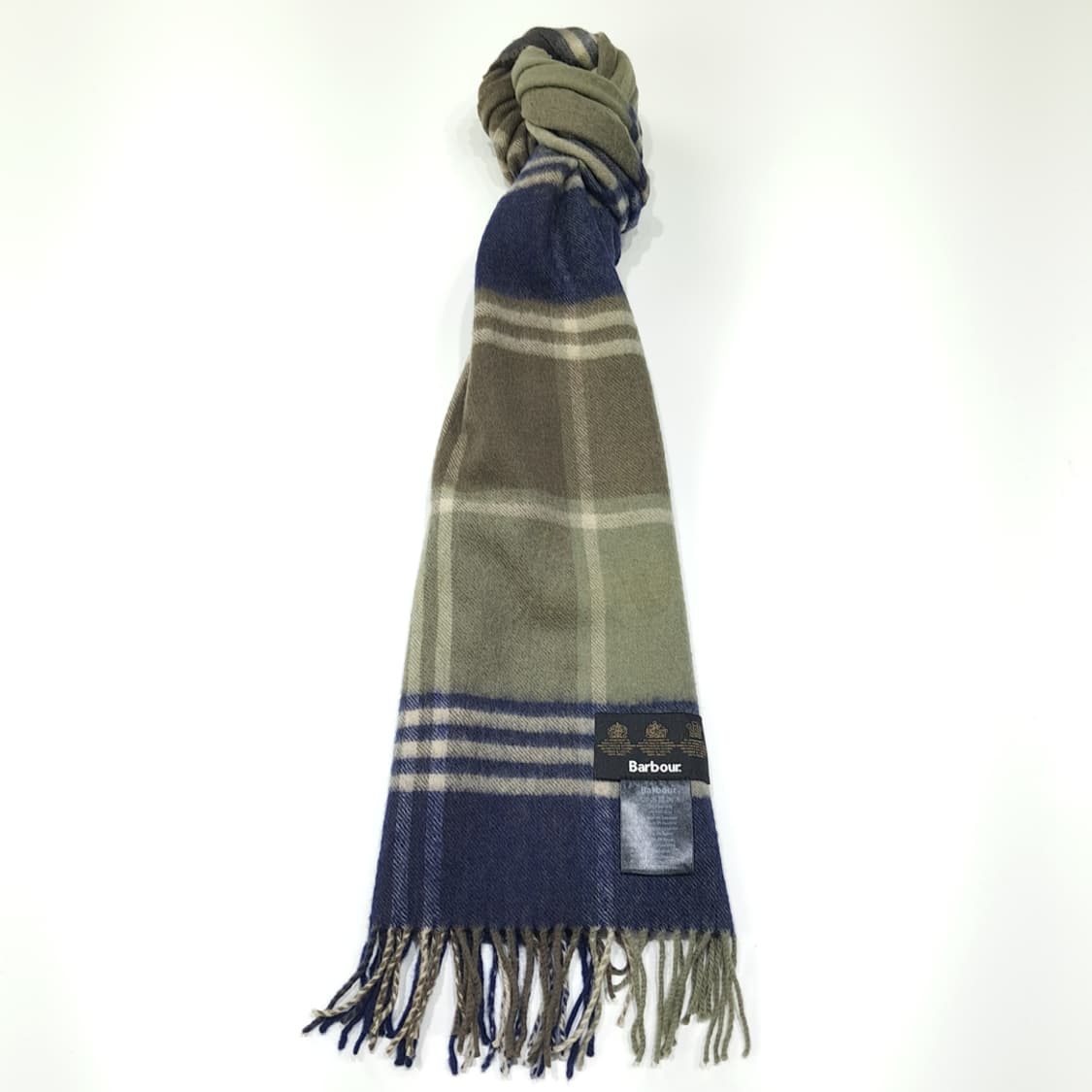 MX443 바버 울캐시미어 3로얄워런트 타탄 올리브 머플러 목도리 상품이미지5