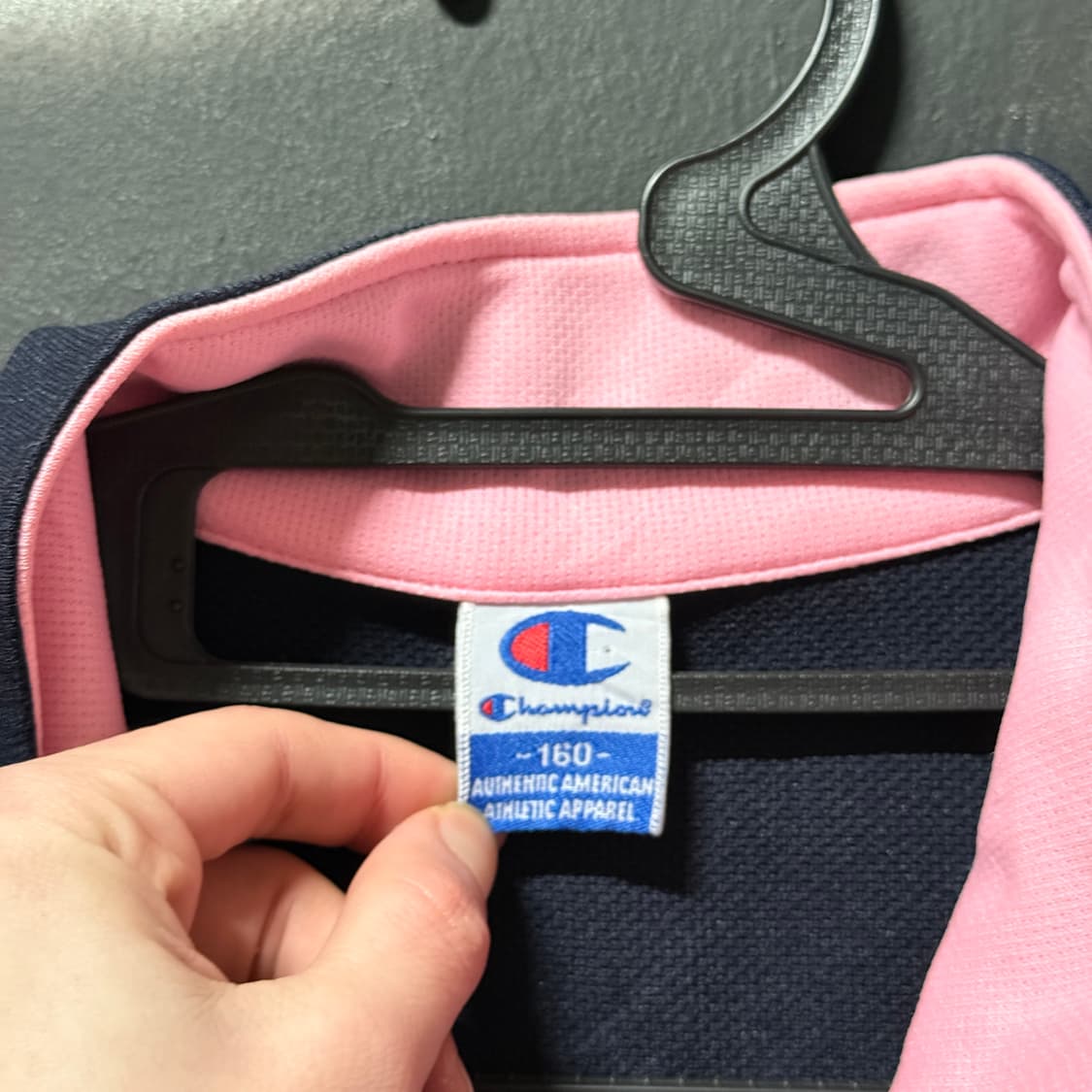 챔피온 00s USA 올드스쿨 핑크 네이비 배색 빅 프린팅 집업 져지 상품이미지6