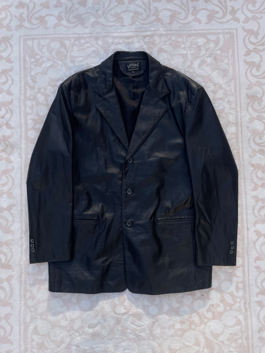 90s 빅토리 블랙 레더블레이져 japan  상품이미지3
