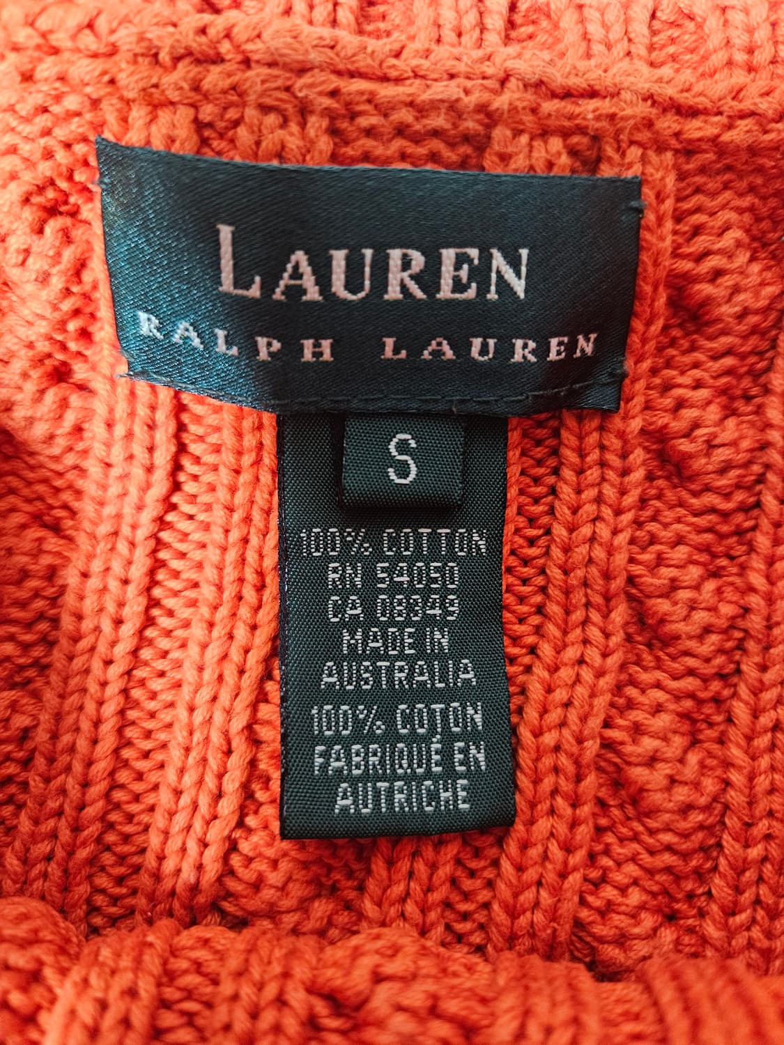 로렌 랄프로렌 케이블 니트 오렌지 S 상품이미지2
