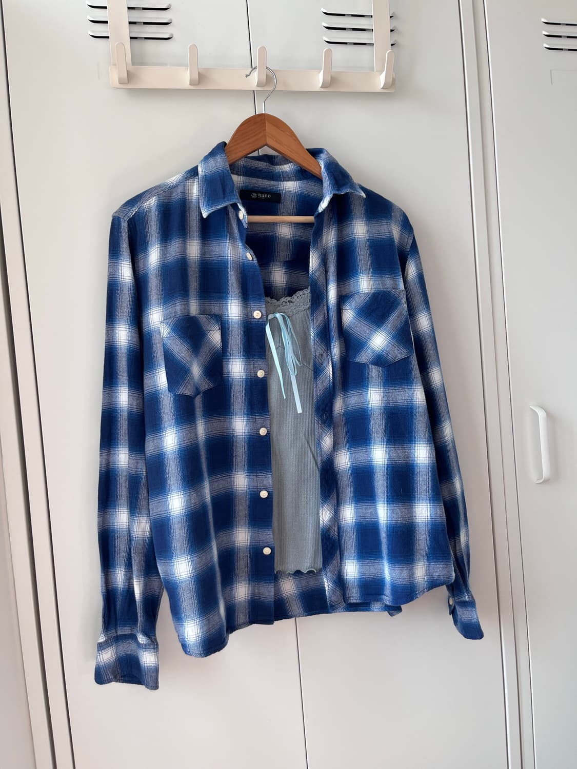 Nano base 블루 체크 셔츠 남방 상품이미지4