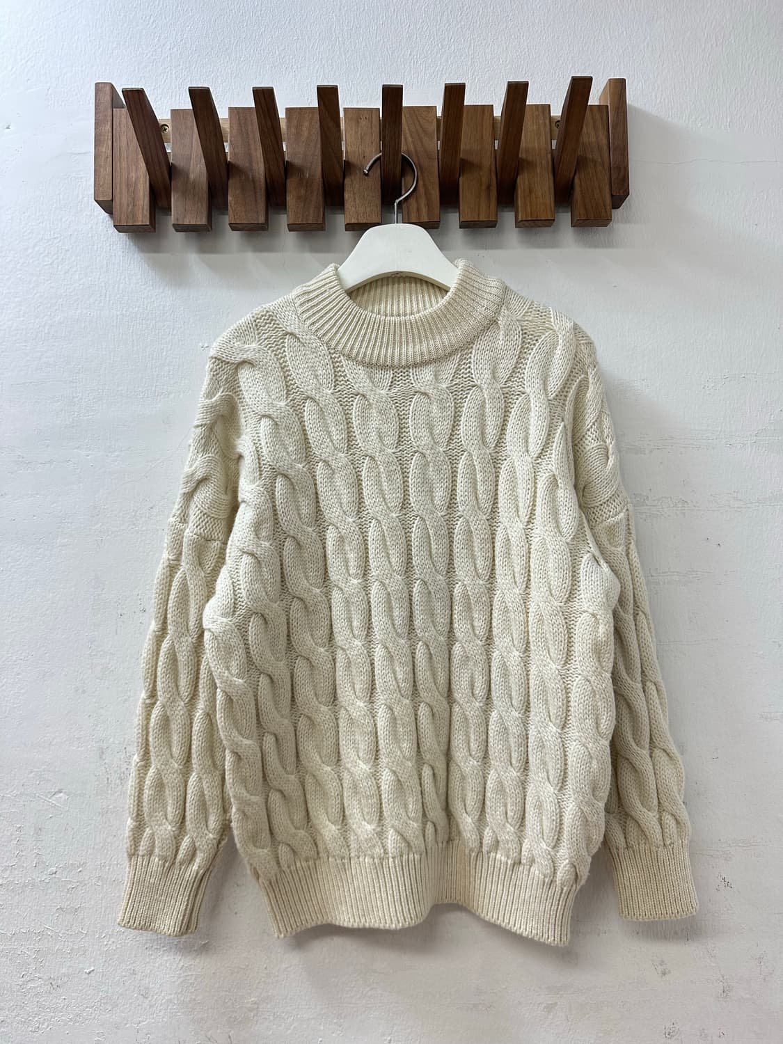 BENETTON베네통 아이보리 아란 케이블 니트 Made in Italy 상품이미지1