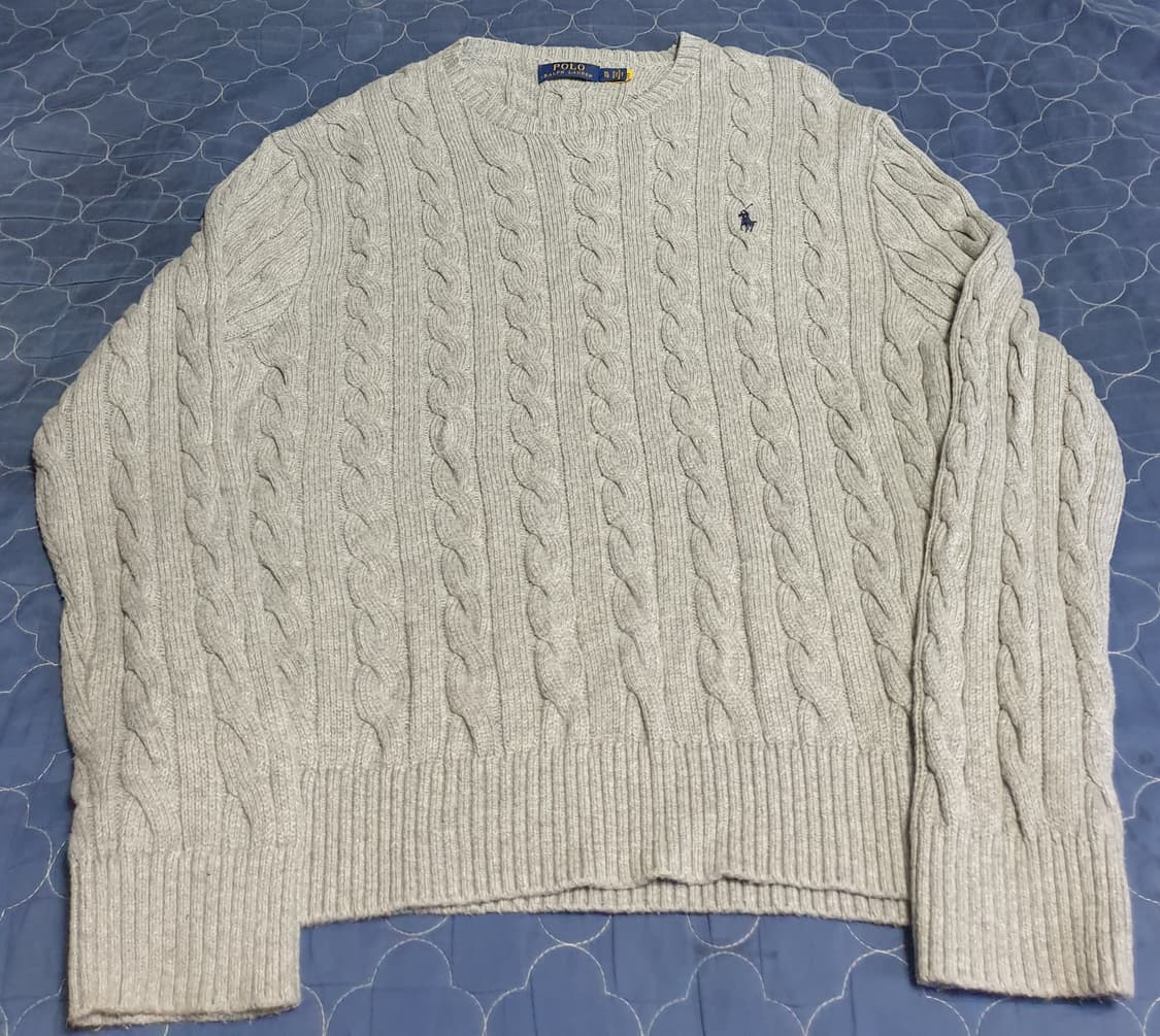 폴로랄프로렌 클래식 케이블 코튼100% 라운드넥 니트 그레이 (XL) 상품이미지2