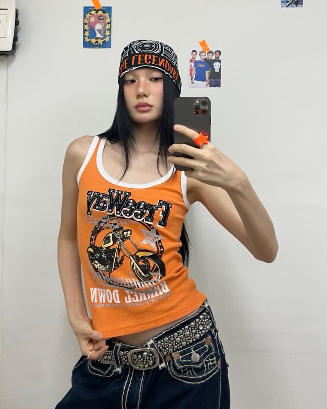 Retro Freedom Motorcycle Orange Sleevele 상품이미지1