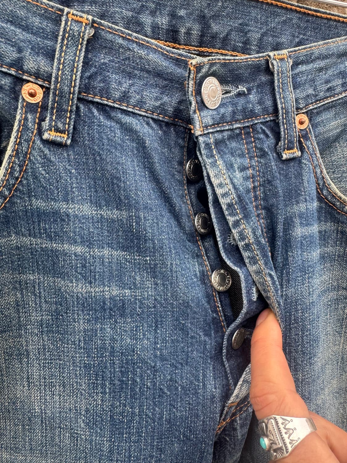 90s 리바이스 빈티지 501 워싱 데님 팬츠 32 상품이미지5