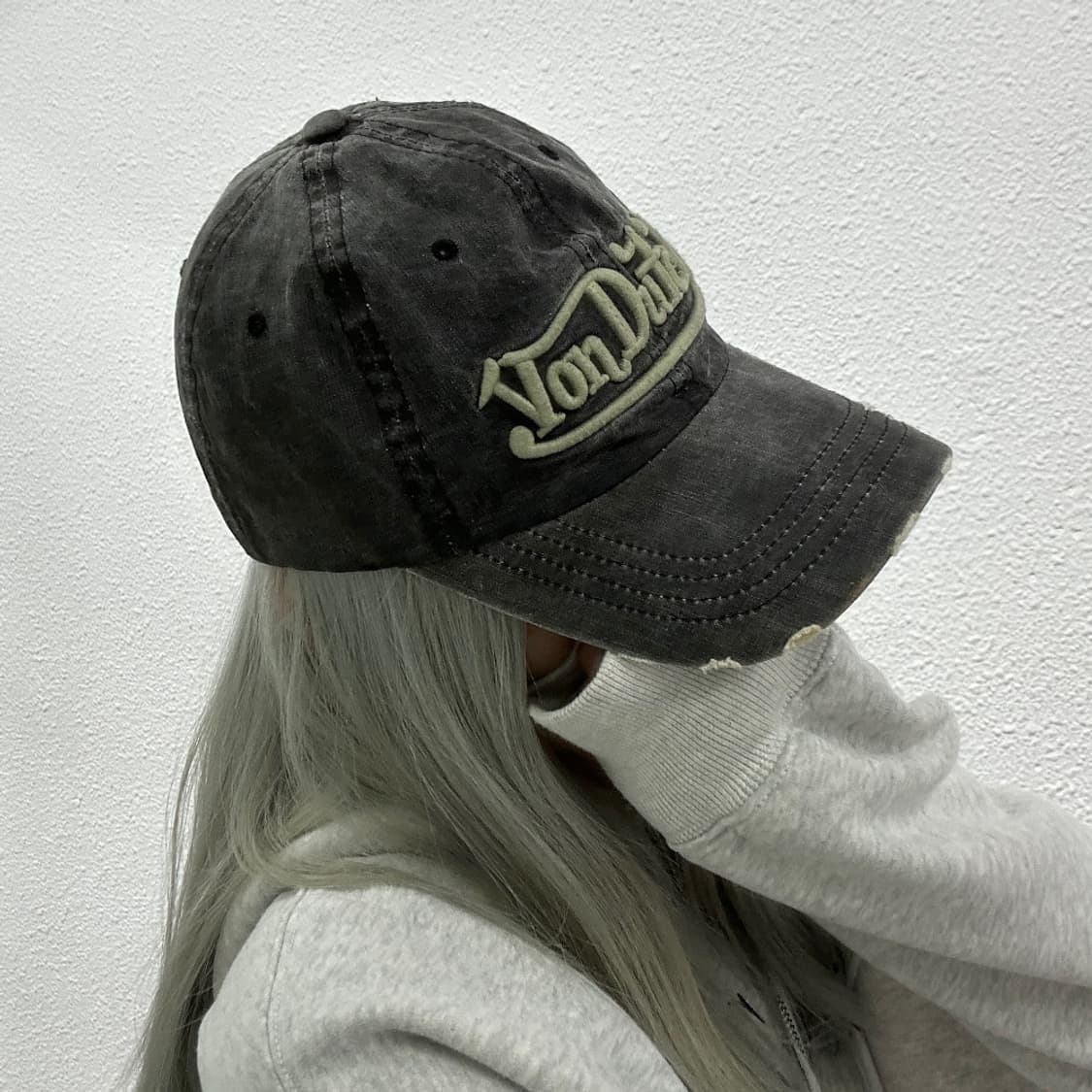 본더치 y2k 그런지 다크그레이 볼캡 상품이미지2