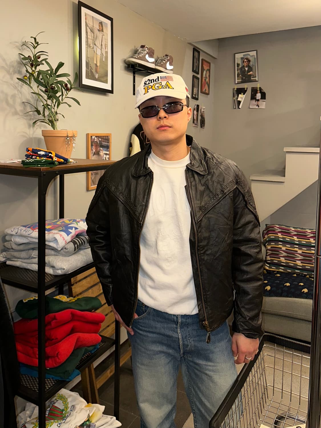 90’s American cow-leather western jacket 상품이미지2