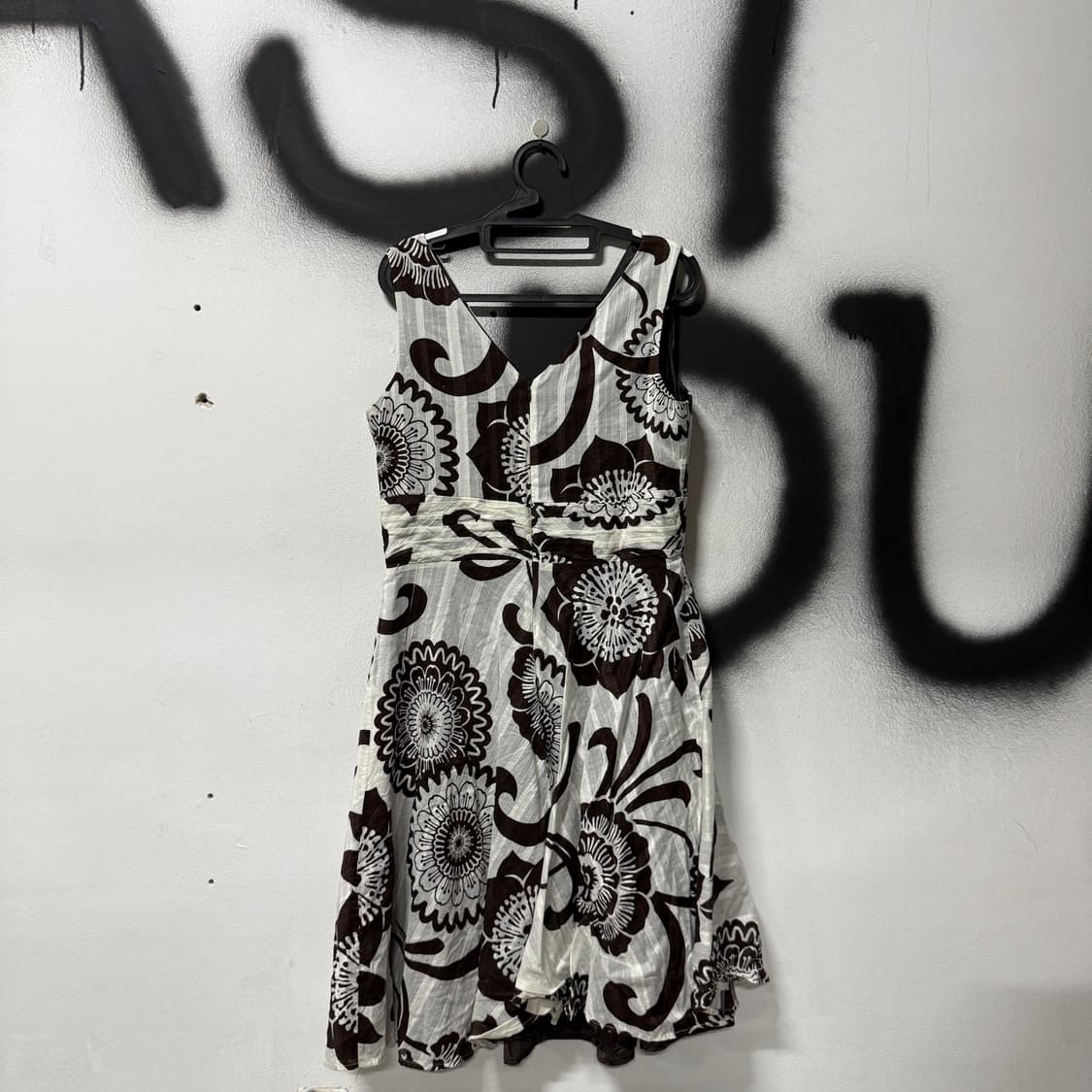 VTG 빈티지 브라운 오리엔탈 에스닉 패턴 슬리브리스 롱 원피스 상품이미지2