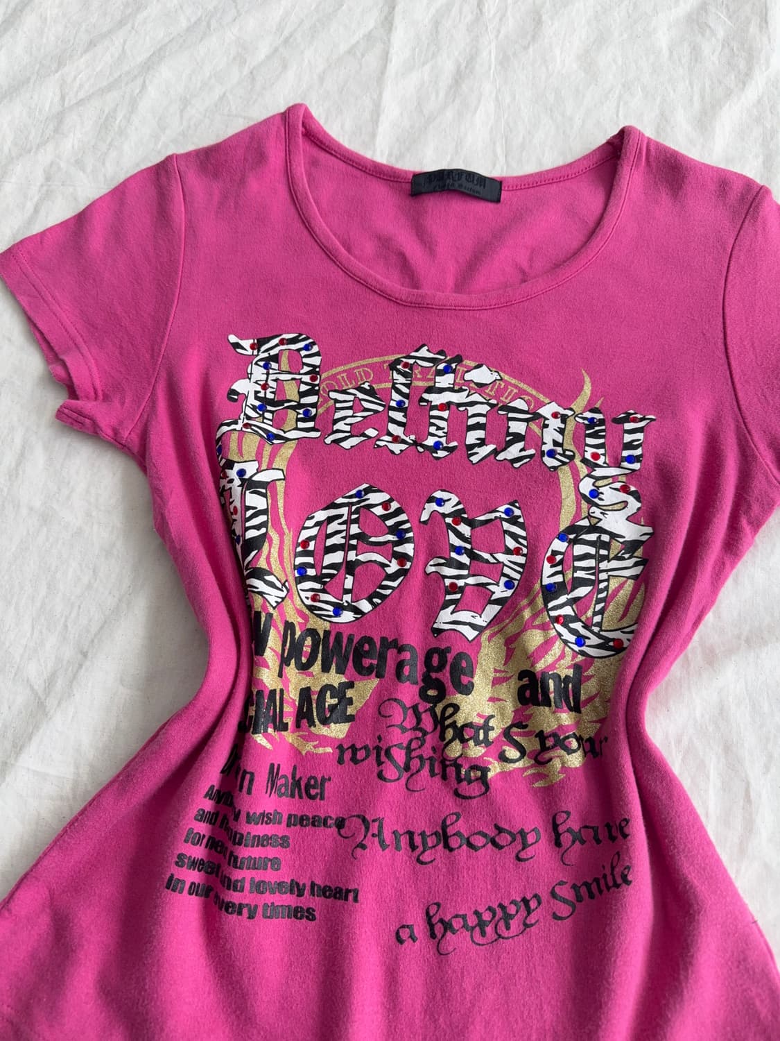 갸루 펑크 딱붙 반팔탑 상품이미지4