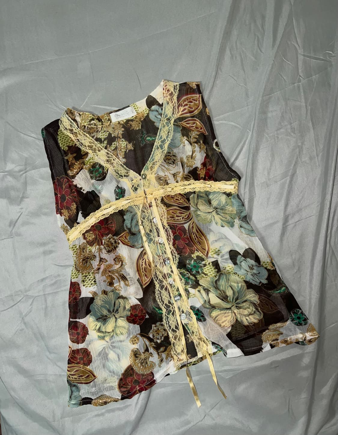 ✨vintage oriental flower lace sleeveless 상품이미지1