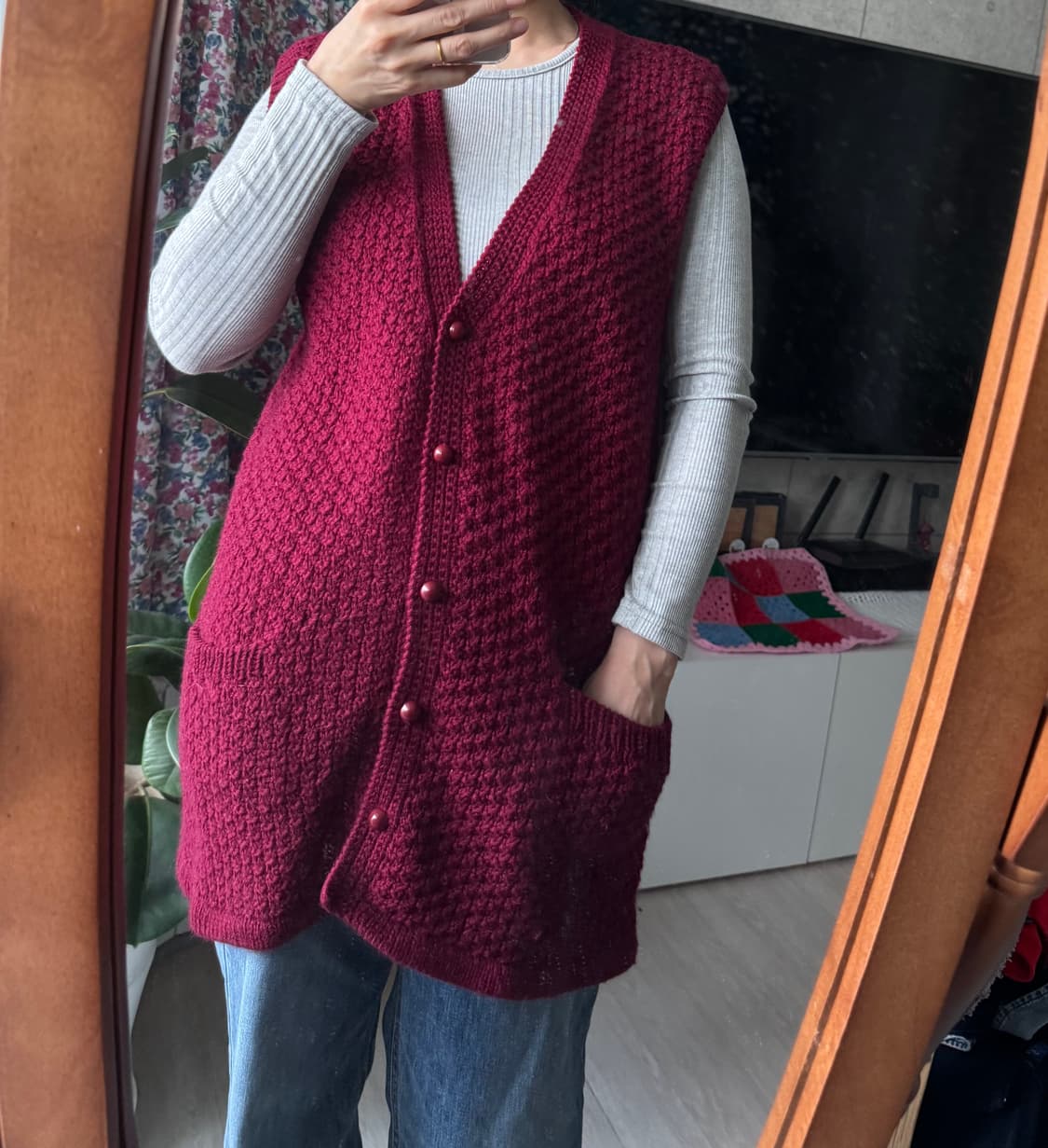 넘 예쁜 폭닥한 빈티지 니트 조끼 베스트 상품이미지1