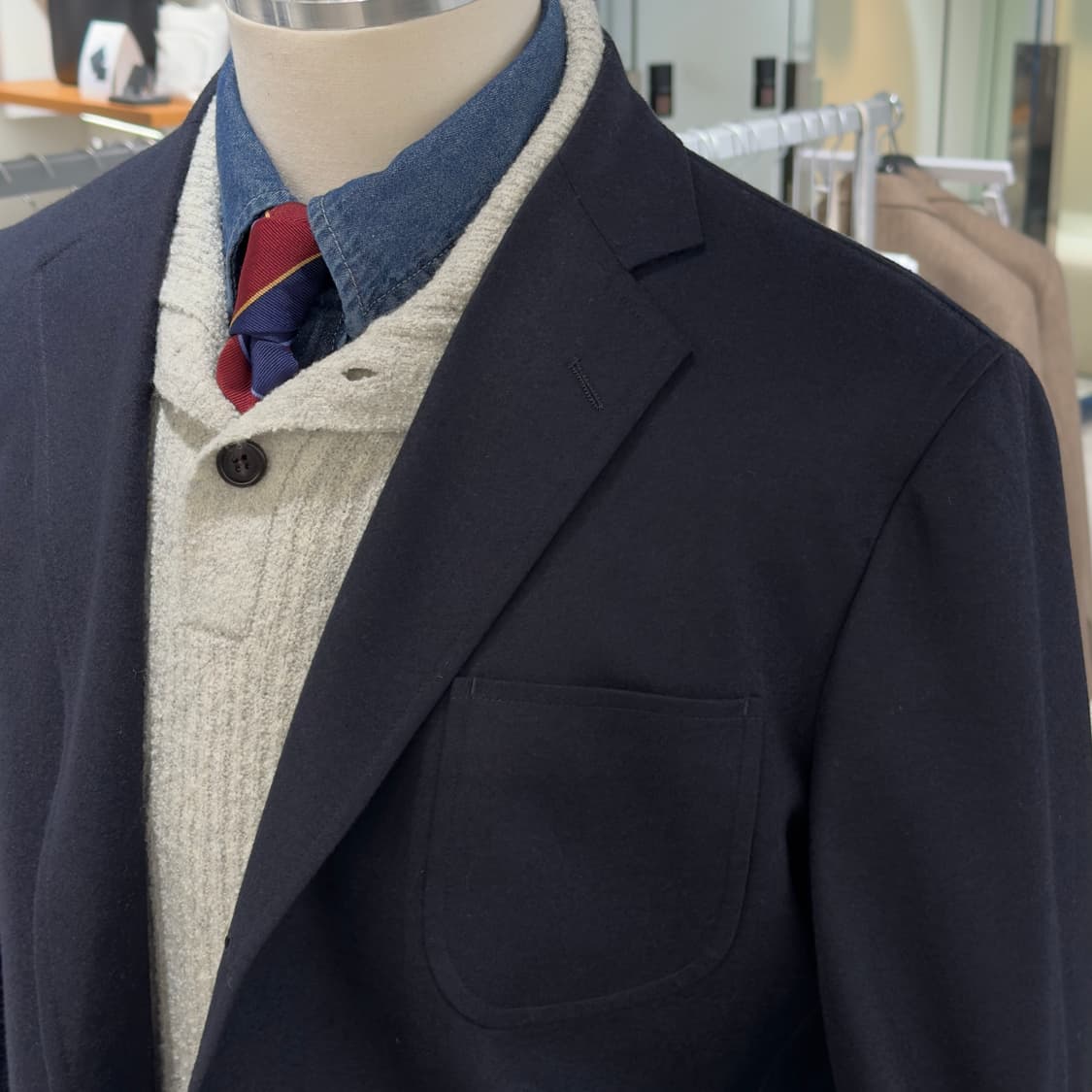 브룩스브라더스 플라넬 3버튼 네이비 금장 블레이저 상품이미지3