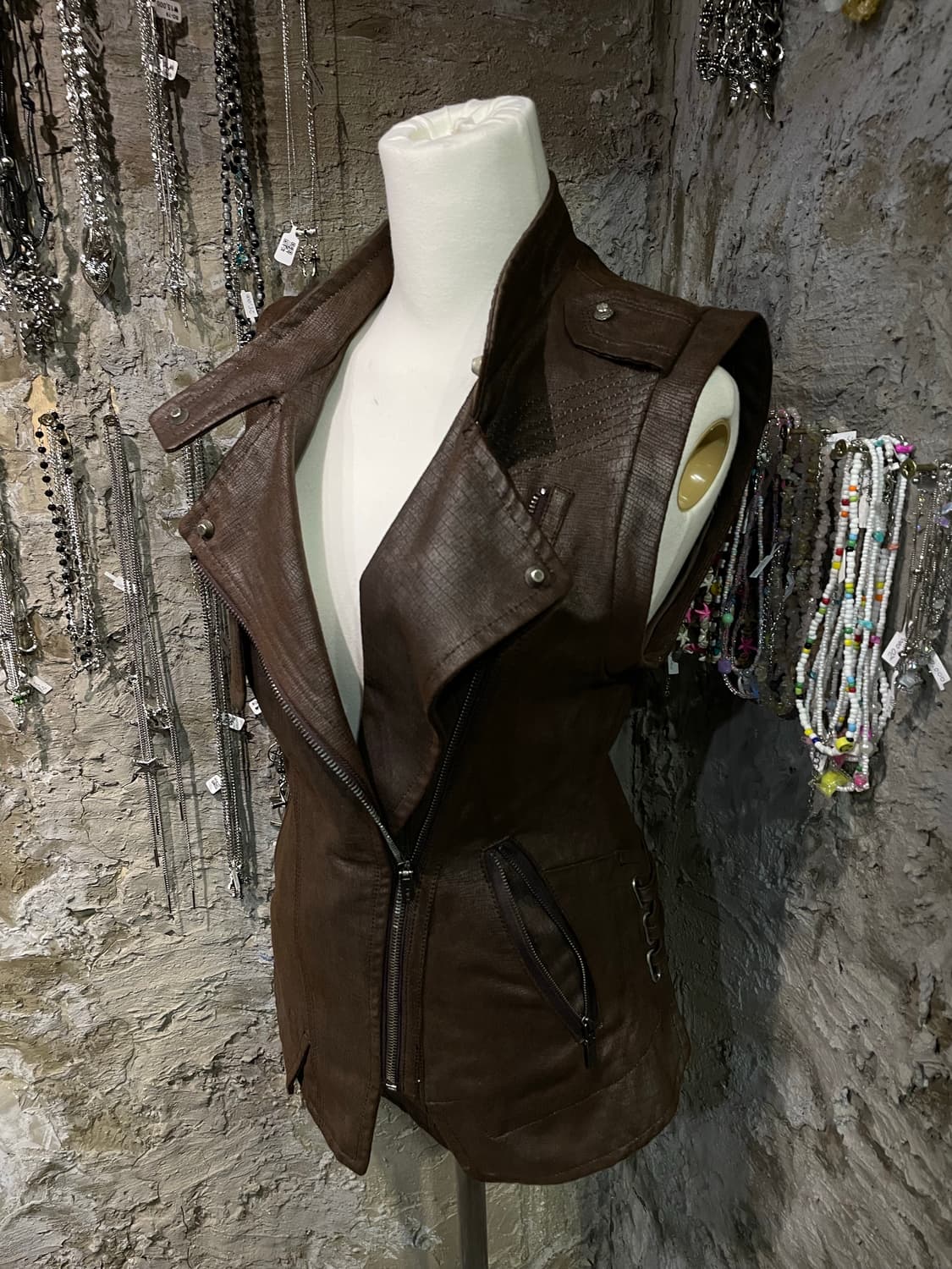 브라운 가죽 베스트 상품이미지2