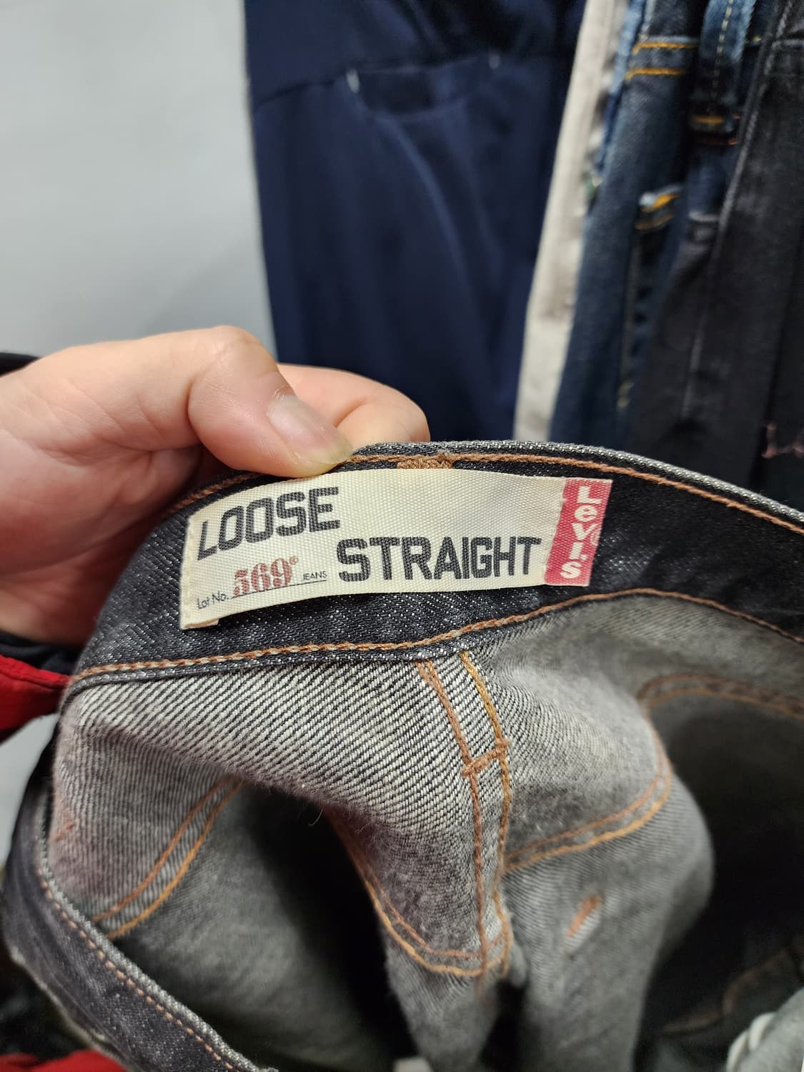 00s 리바이스 루즈 스트레이트 569 흑청 데님 팬츠 상품이미지5