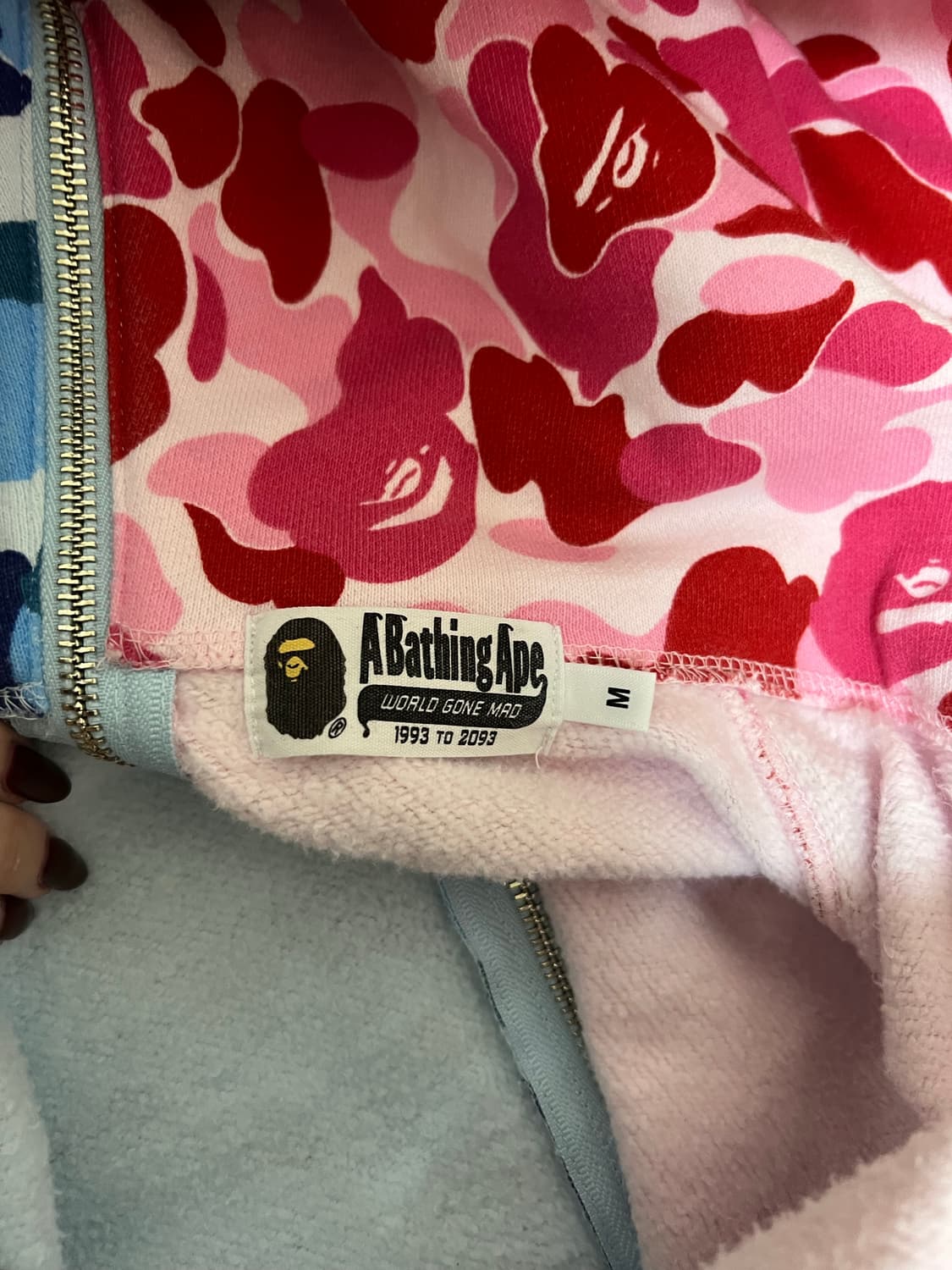 베이프 ABC카모 세퍼레이트 샤크 풀 집 후드 블루 핑크m 상품이미지6