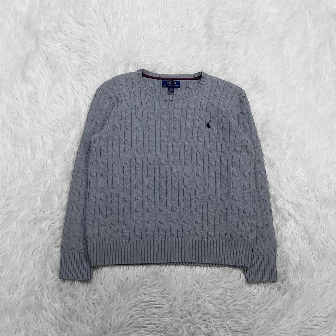 폴로 랄프로렌 포니 로고 케이블 니트 그레이 상품이미지2