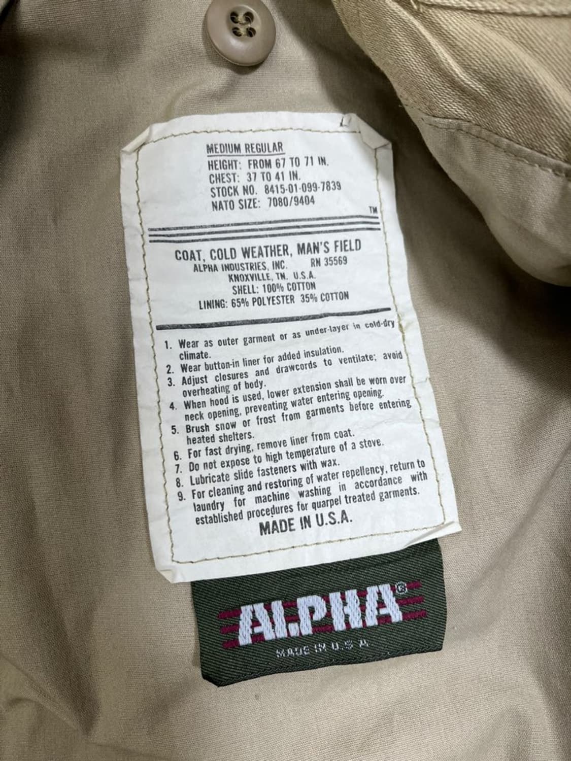 알파인더스트리 M-65 필드 자켓/#2691 상품이미지6