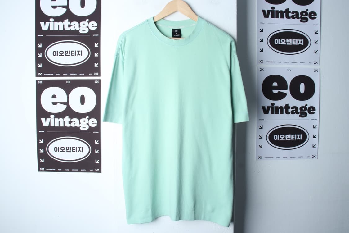 (S-XL) 안다르 반팔 티셔츠 연그린 오버핏 2사이즈-H32857 상품이미지2