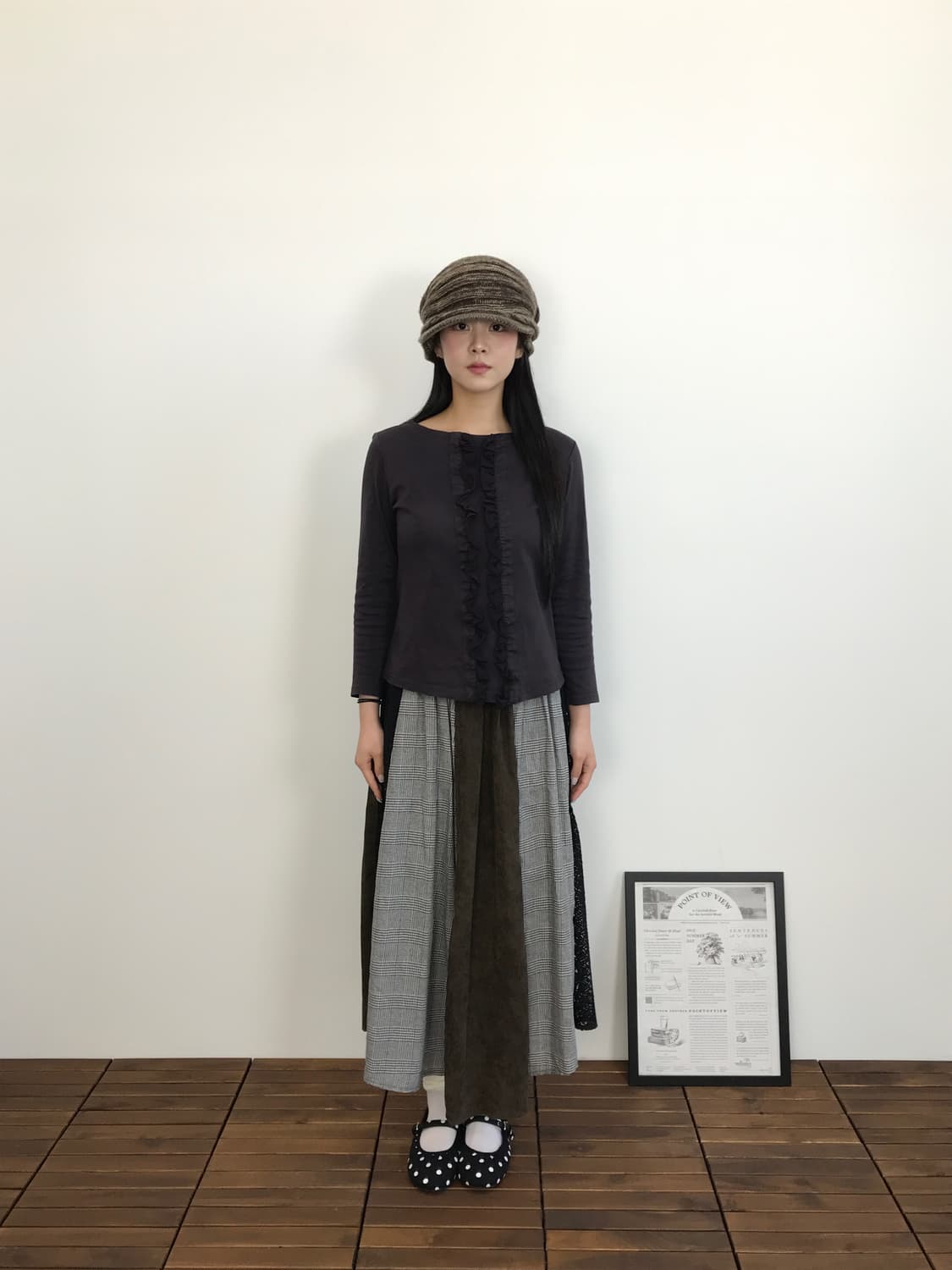 Jpn Asymmetrical Patchwork Plaid Skirt 상품이미지4