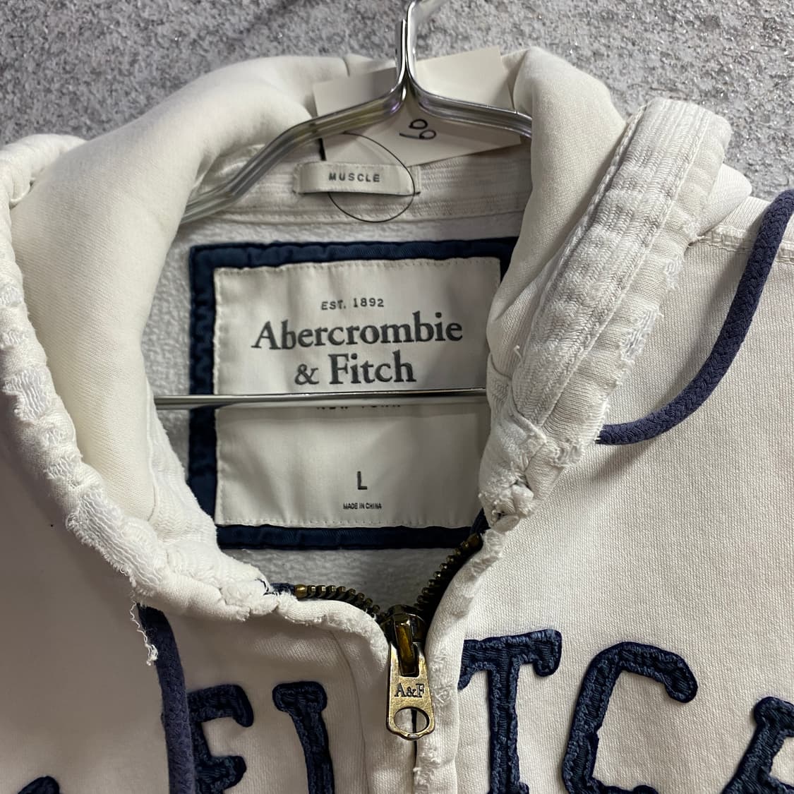 아베크롬비 아치로고 라운드 화이트 후드집업 B4651 상품이미지3