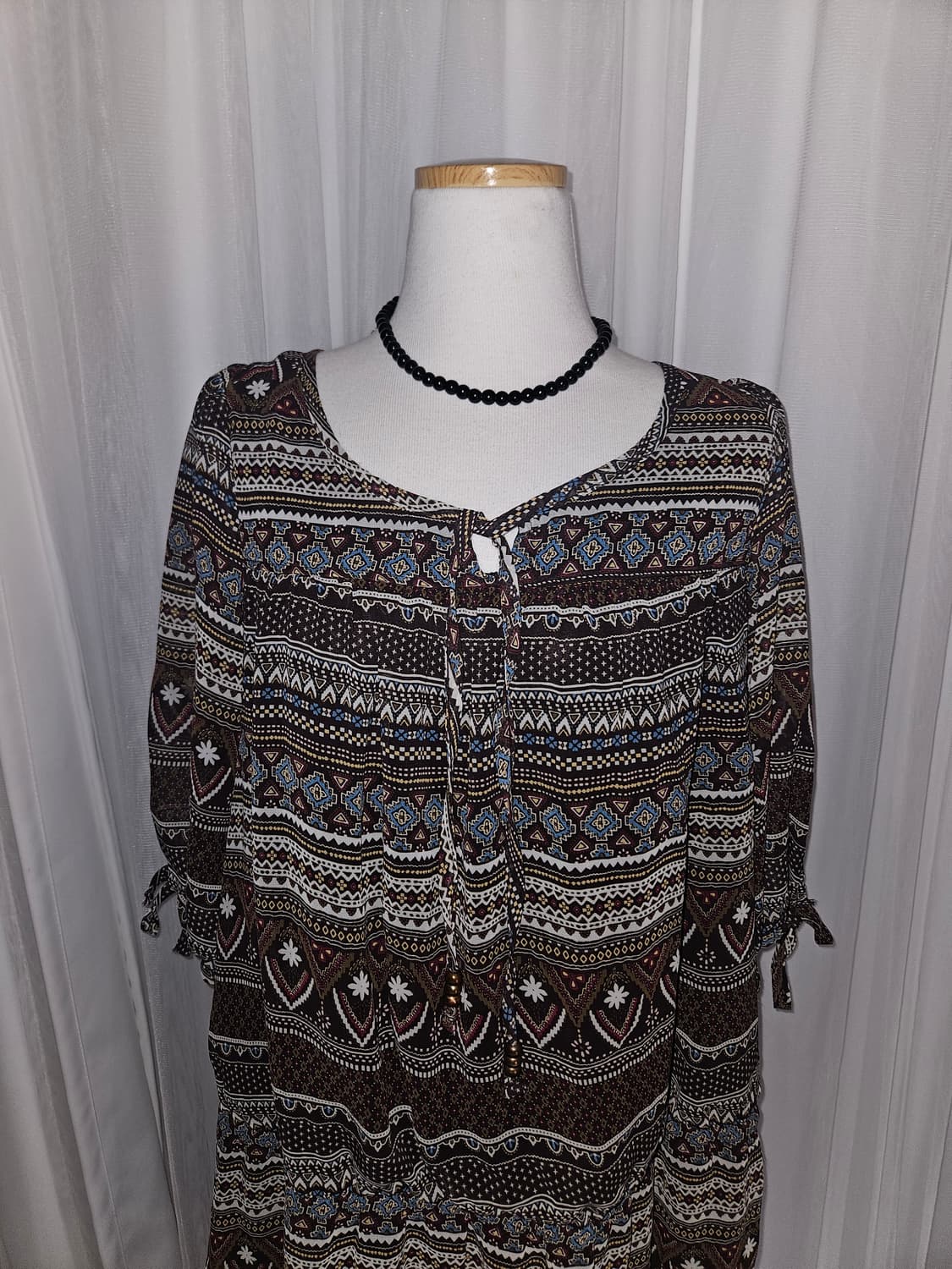 drea my minx 히피 에스닉 글레이즈 브라운 패턴 블라우스 상품이미지2