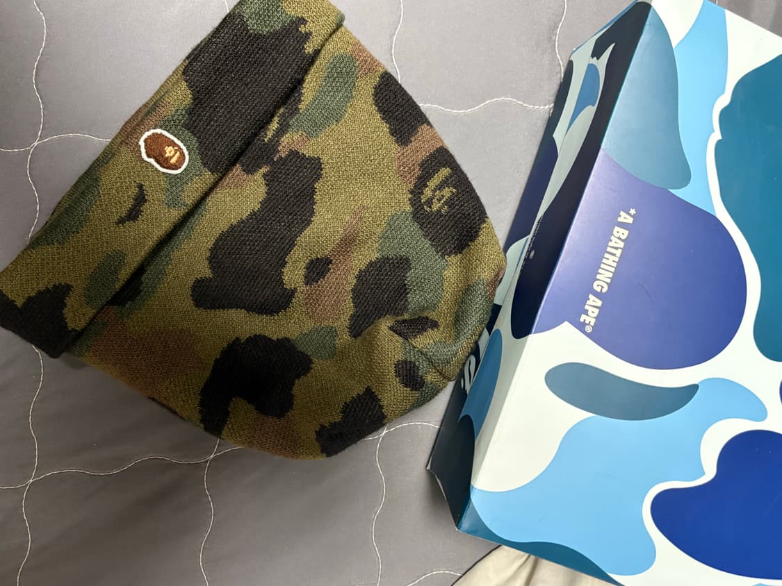 [OS]베이프 1st카모 녹계 사루 로고 비니 상품이미지1