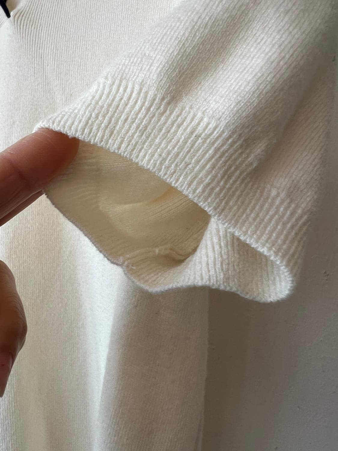 라코스테 여성 아이보리 카라니트 반팔니트 울니트 상품이미지4