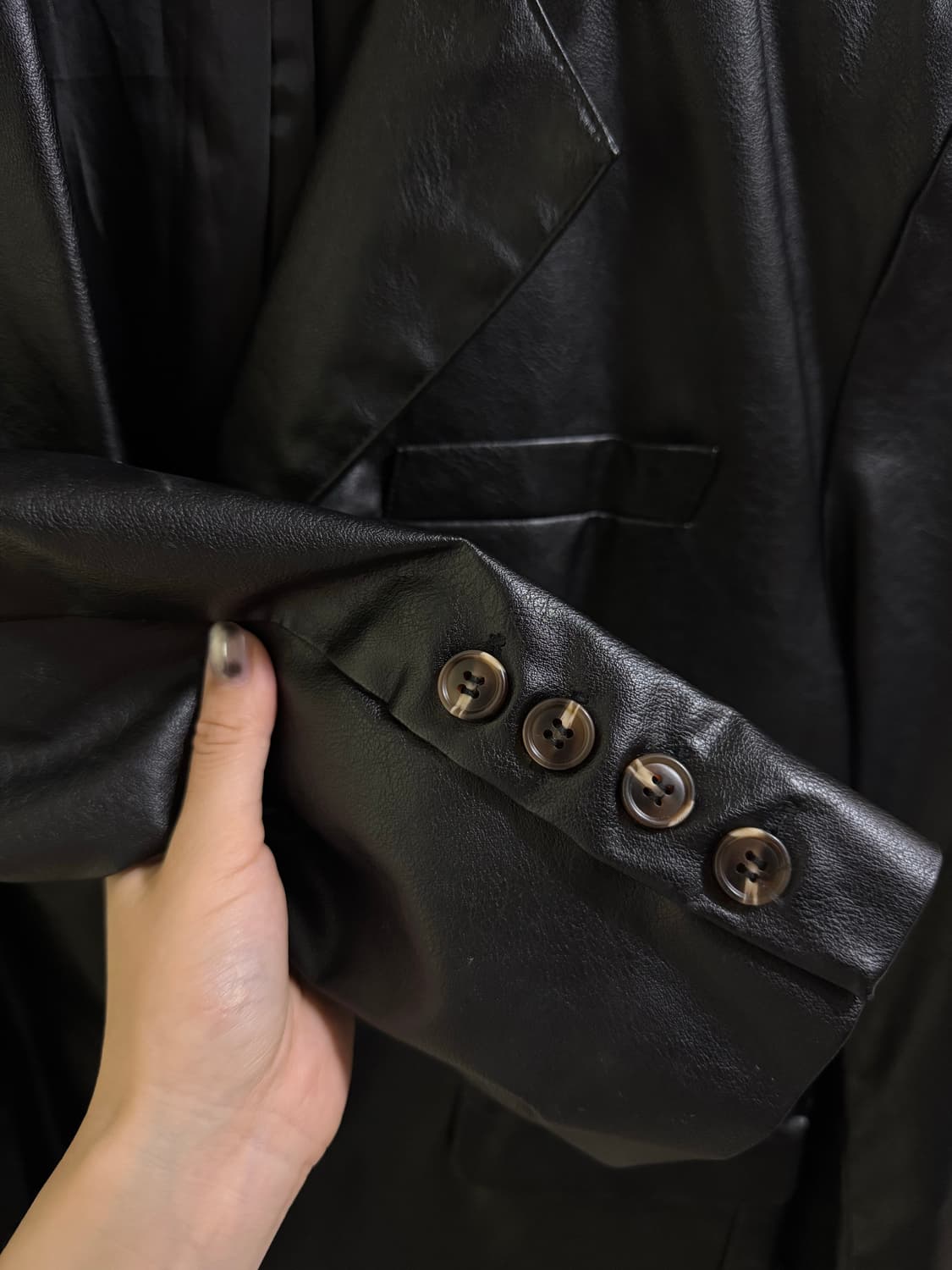 Isalis 레더 블레이저 블랙 상품이미지3