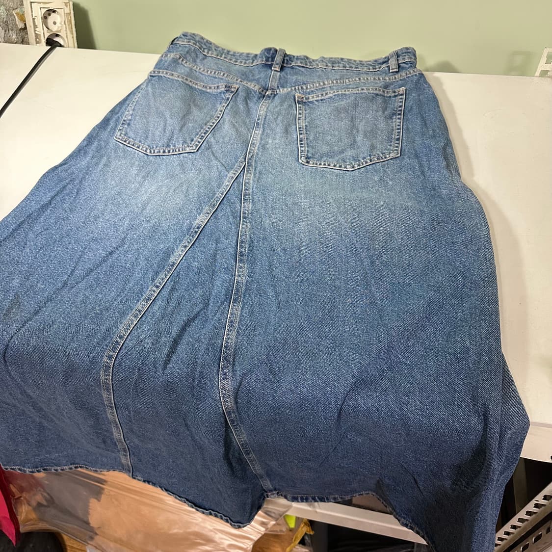 우먼XL 자라 우먼 A라인 빈티지워시드 롱 데님스커트 상품이미지5