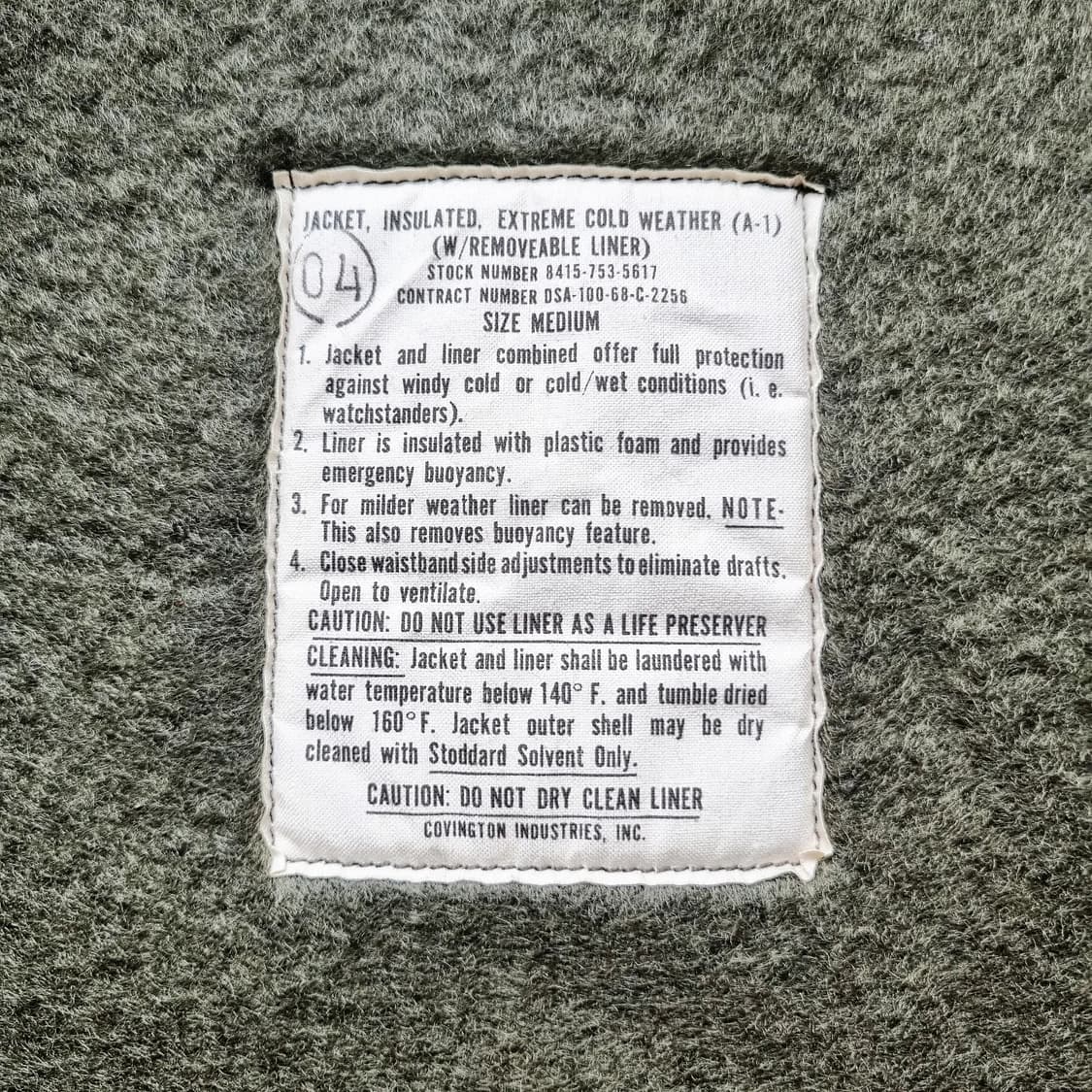 60s USN A-1 Extreme Cold Weather Jkt Msz 상품이미지7